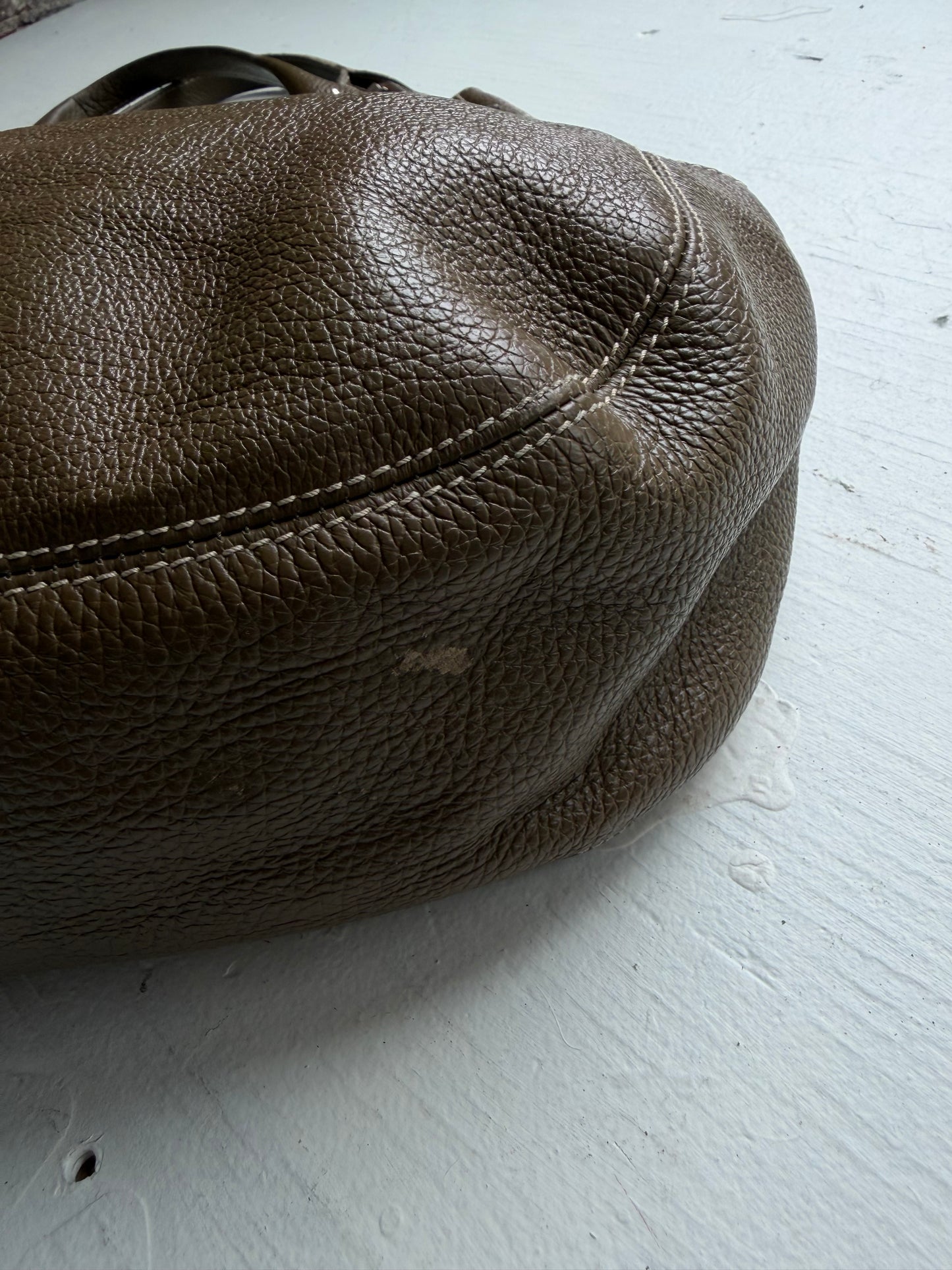 00s Maurizio Taiuti green leather satchel. Made in Italy