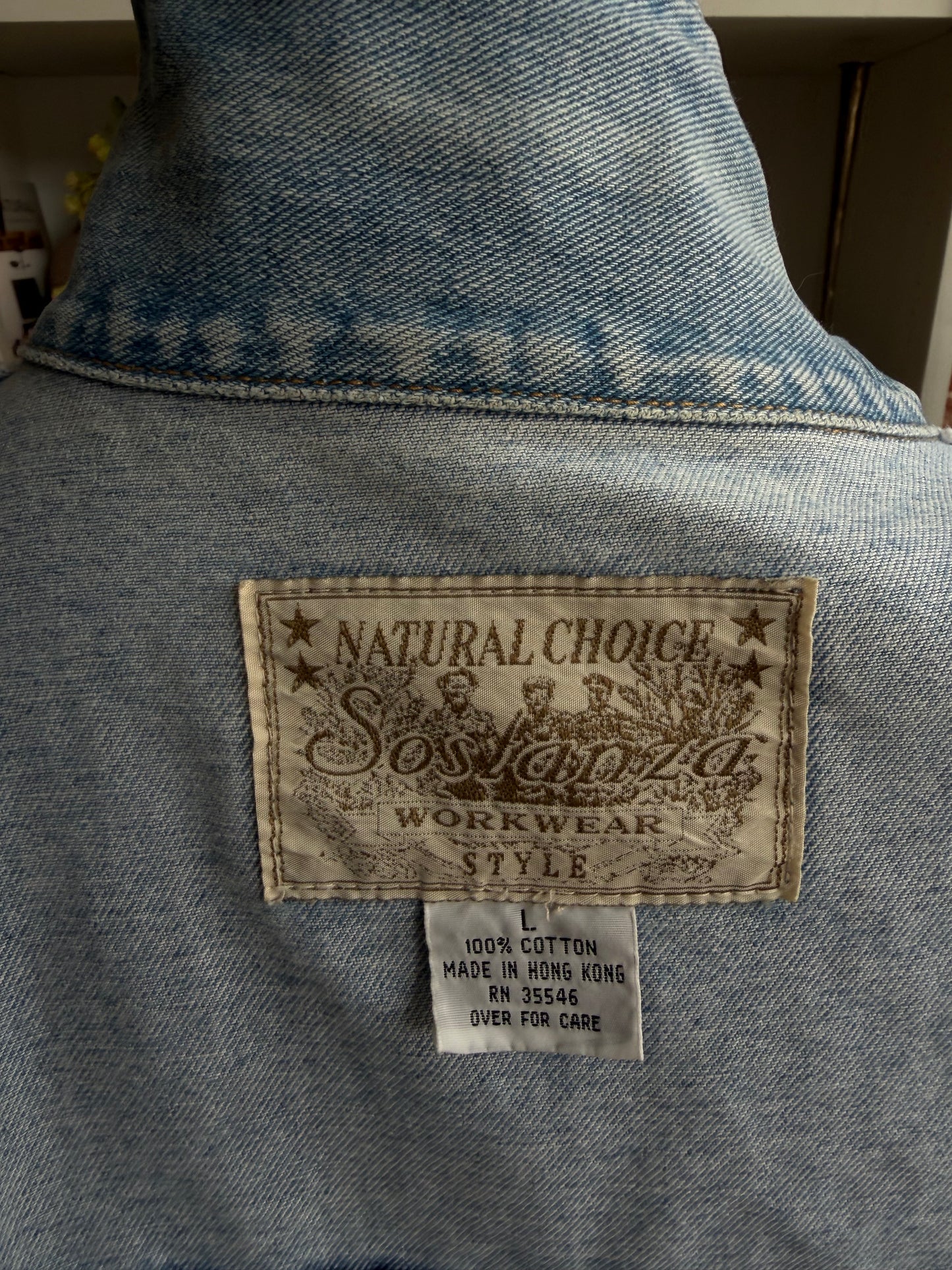 80s Natural Choice Sostanza workwear denim jacket. Made in Hong Kong
