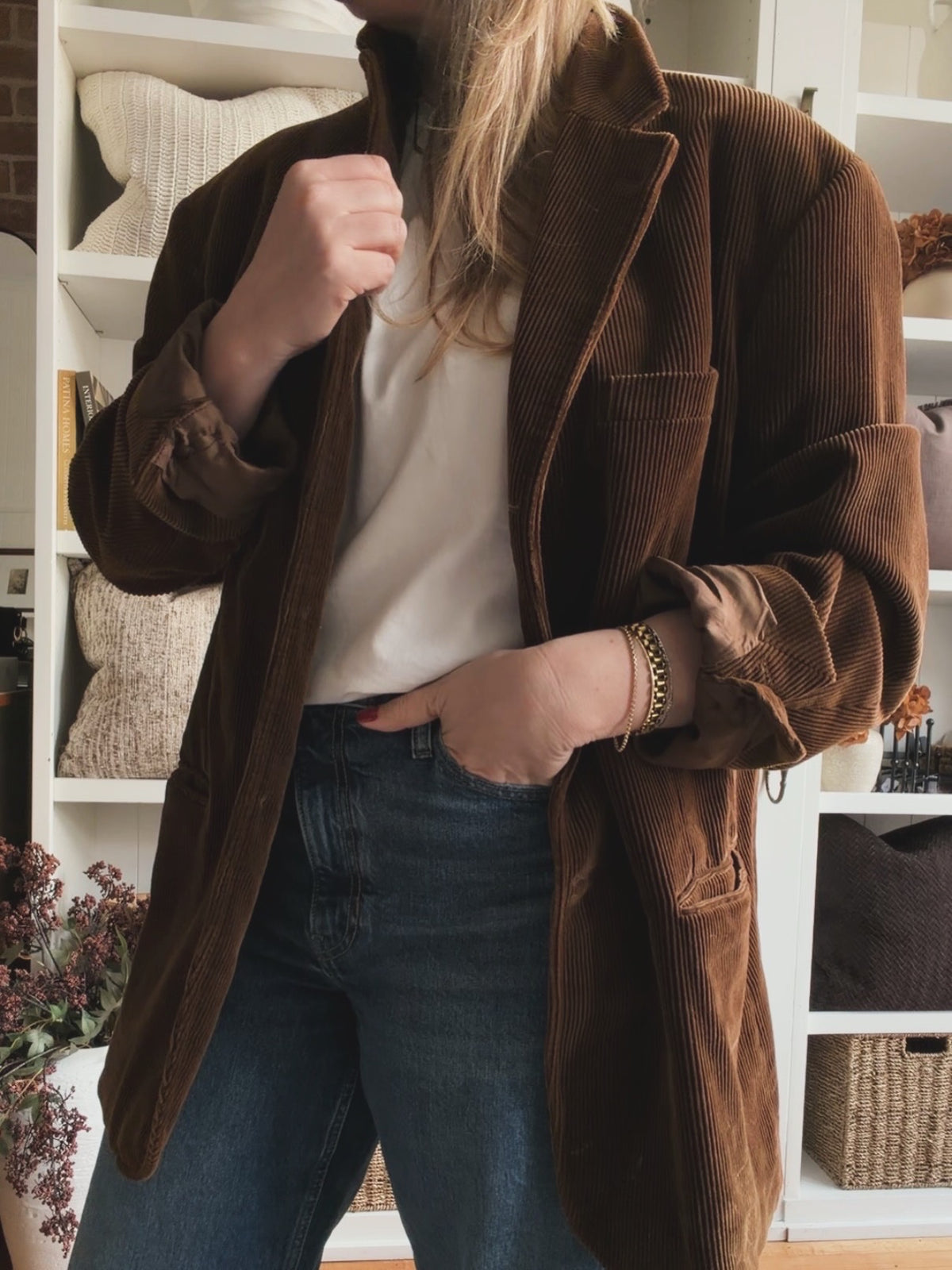 90s Polo Ralph Lauren brown corduroy blazer. Fits M-XL