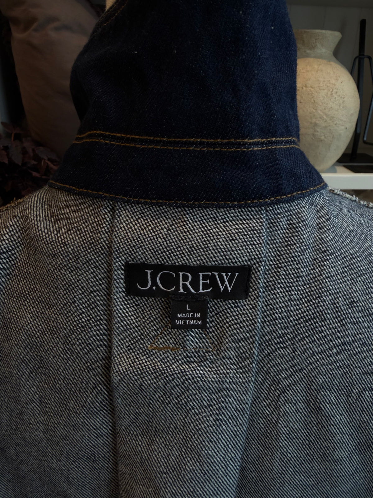 JCrew cropped denim barn jacket. Size L