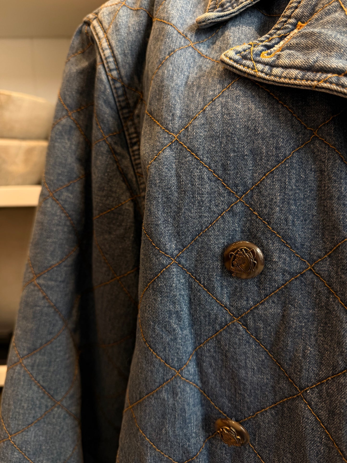 90s Lauren Jeans Co denim quilted jacket. Made in Hong Kong