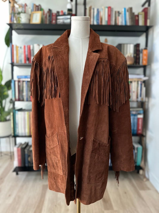 90s Accents Outerwear suede fringe jacket