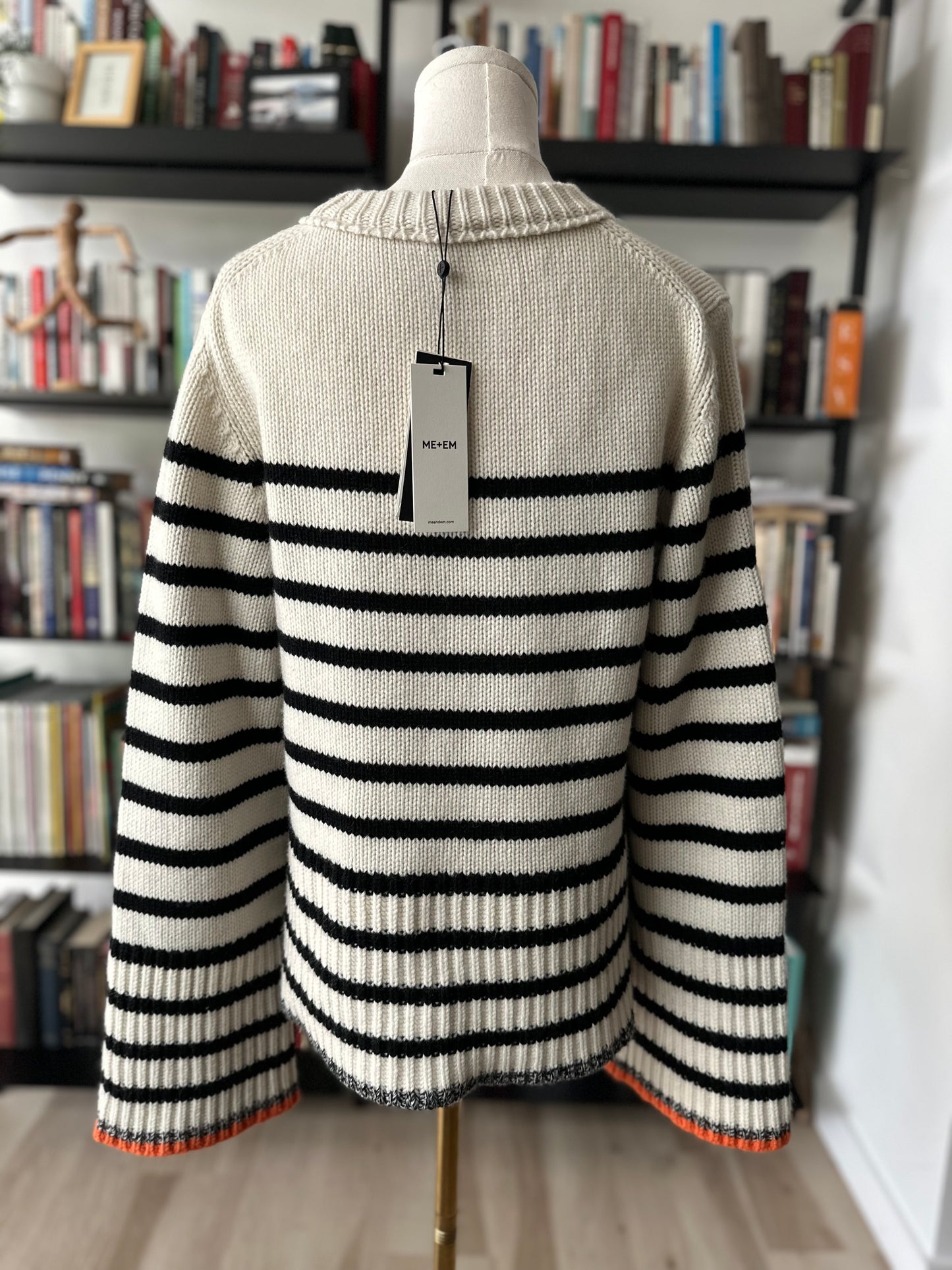 Me+Em wool cashmere striped sweater. Size medium. NWT
