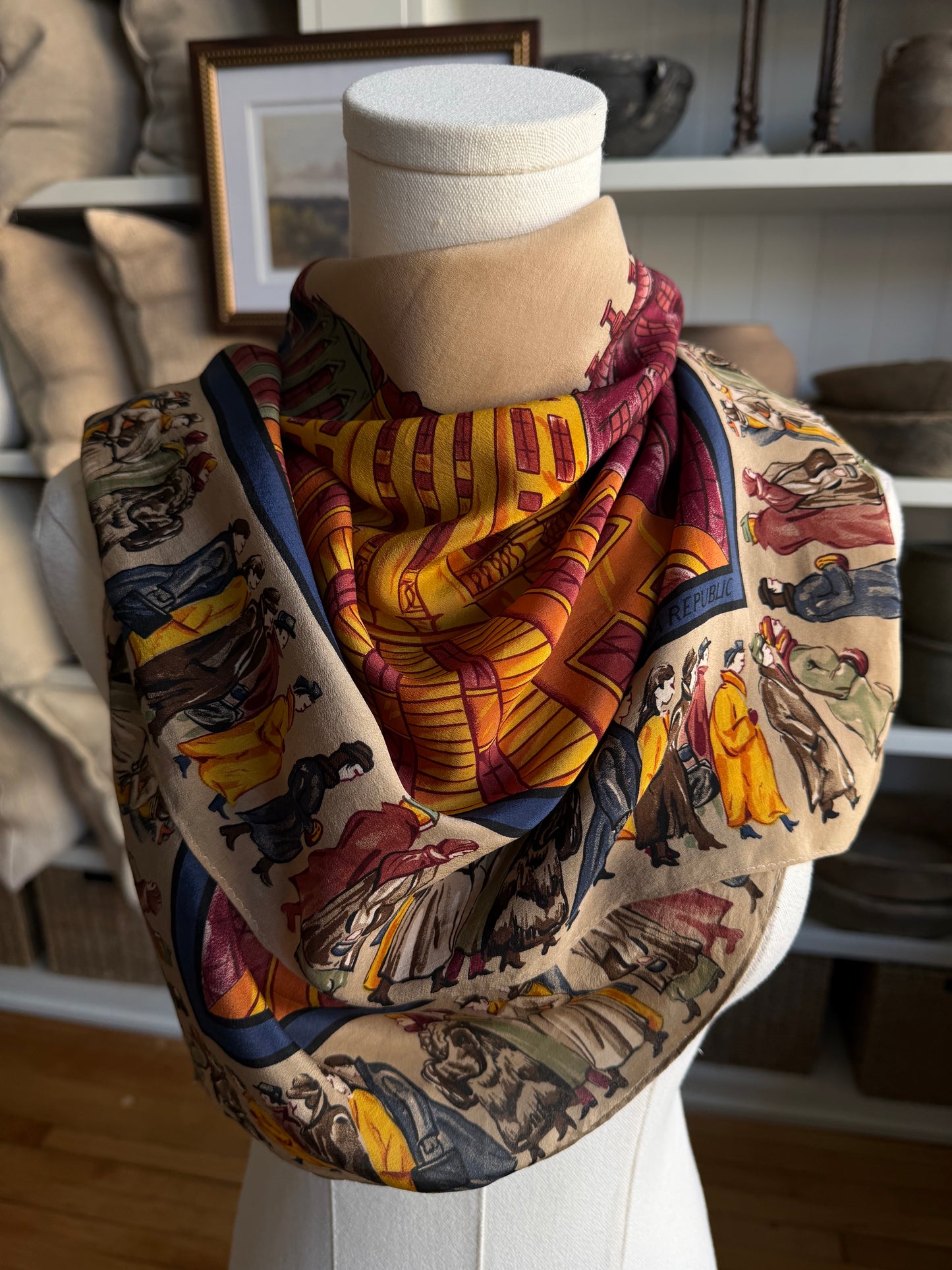 Paris Banana Republic vintage silk scarf #17
