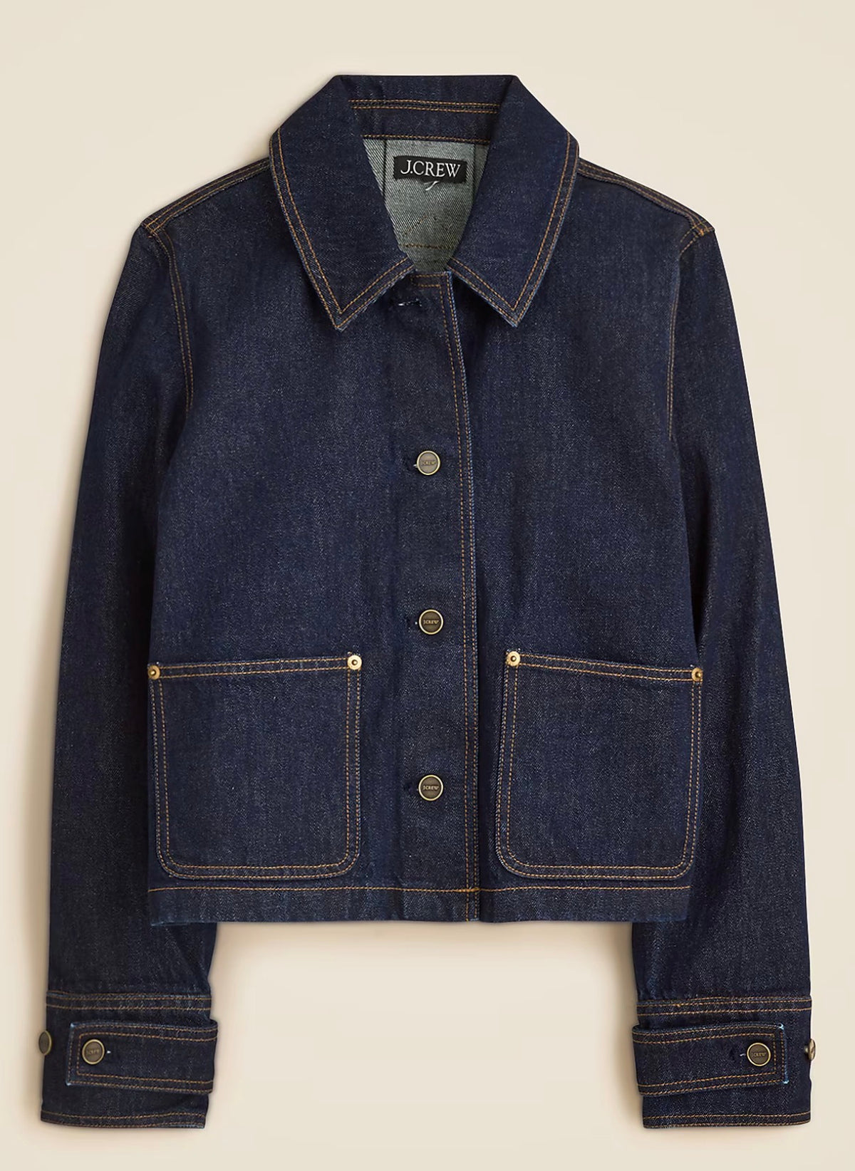 JCrew cropped denim barn jacket. Size L