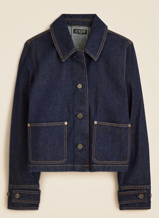 JCrew cropped denim barn jacket. Size L