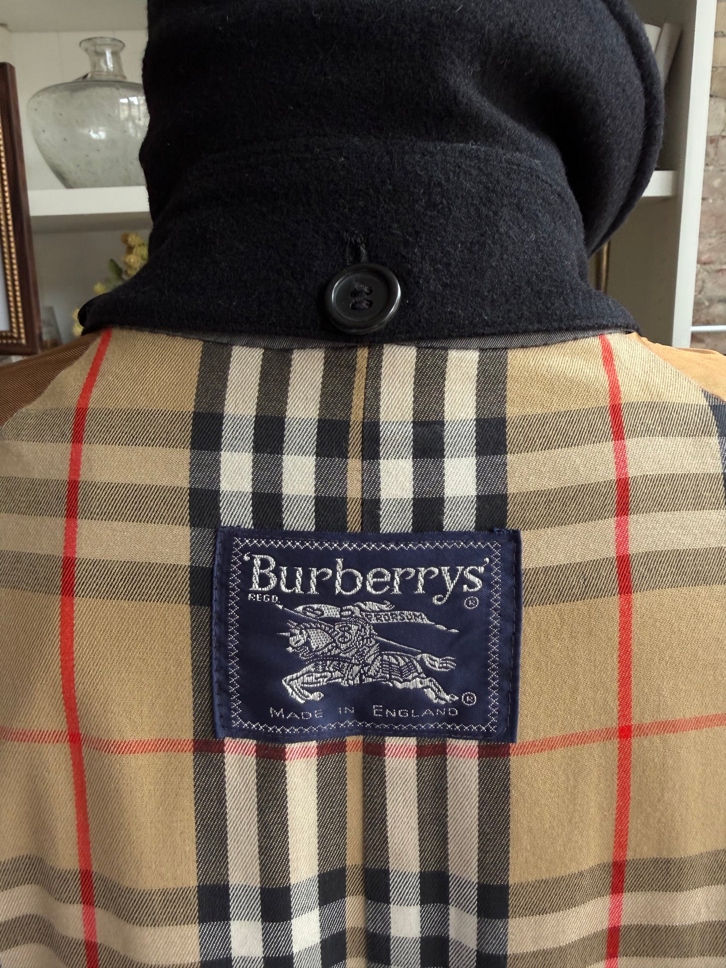 Vintage Burberry grey trench with removable wool collar