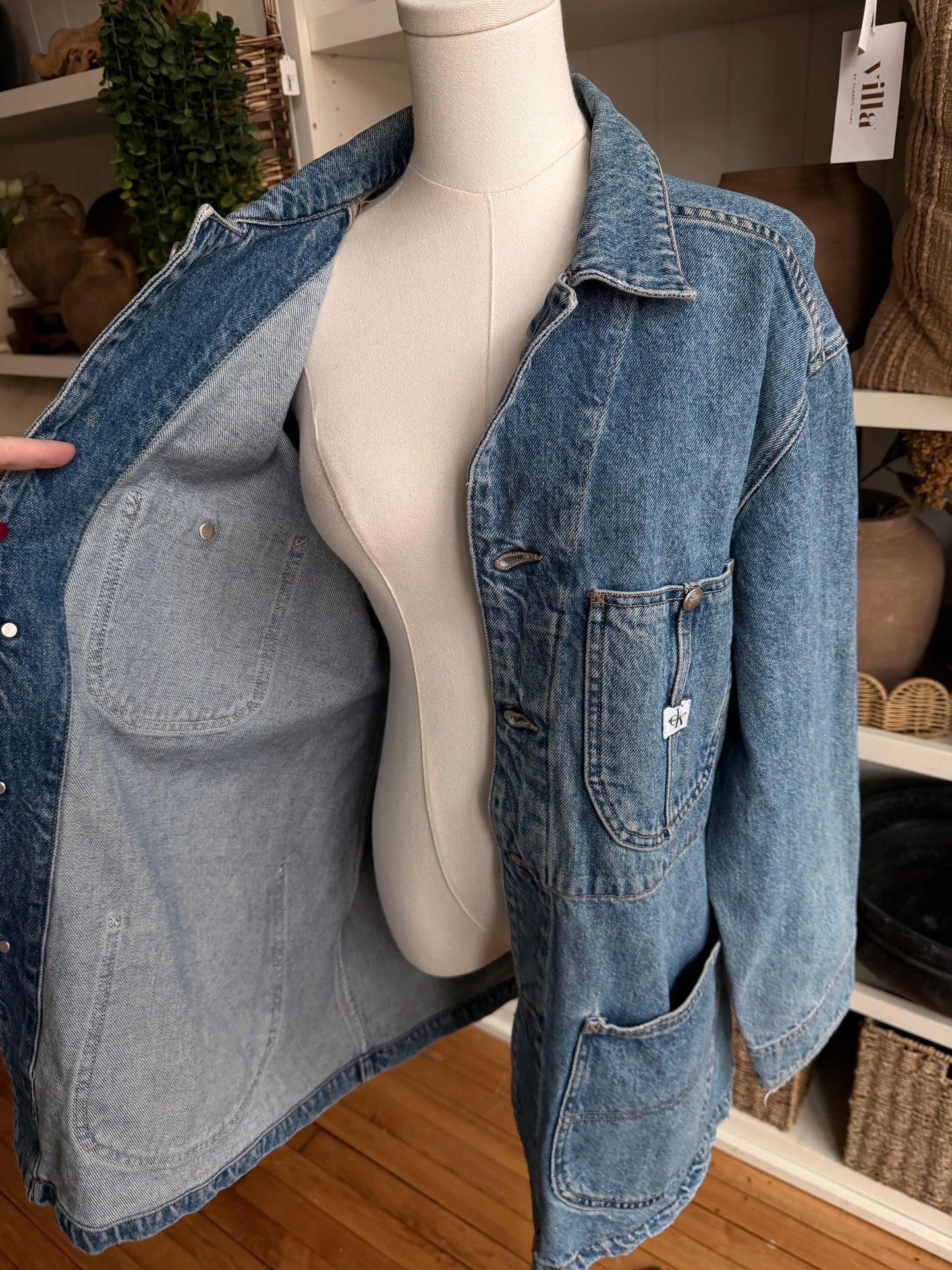 90s Calvin Klein denim chore coat. Made in the USA