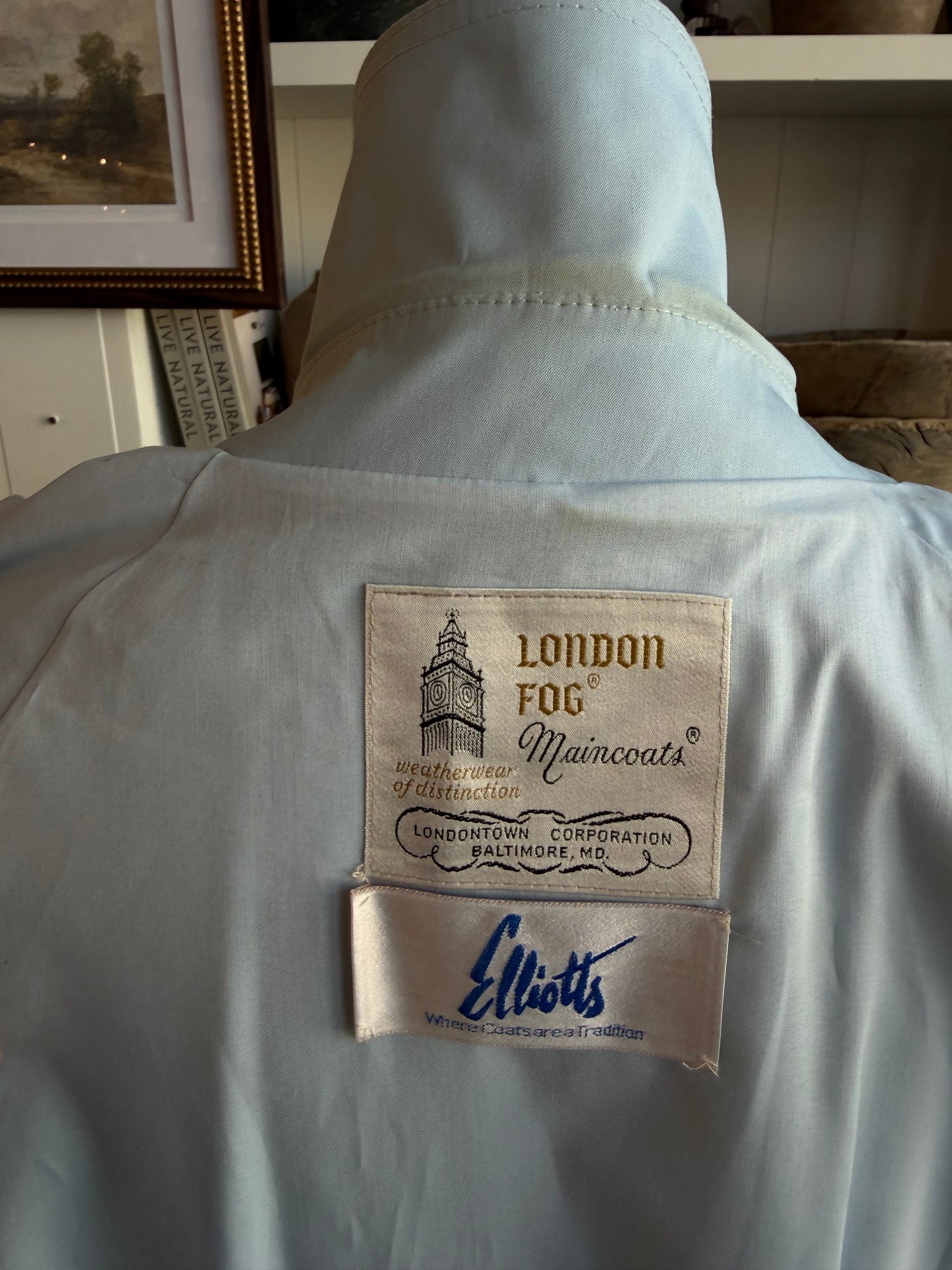 60s London Fog blue trench coat. Made in the USA #12