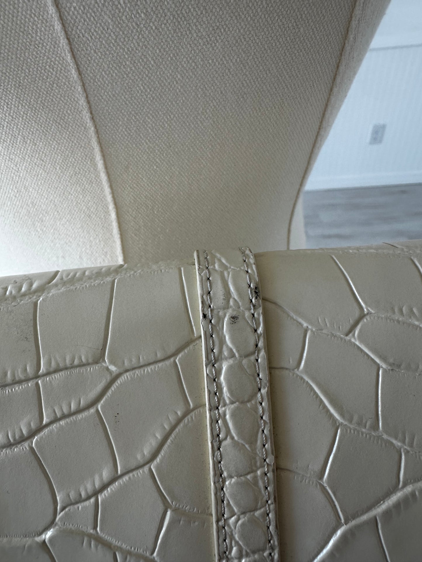 BY FAR cream croc embossed leather bag