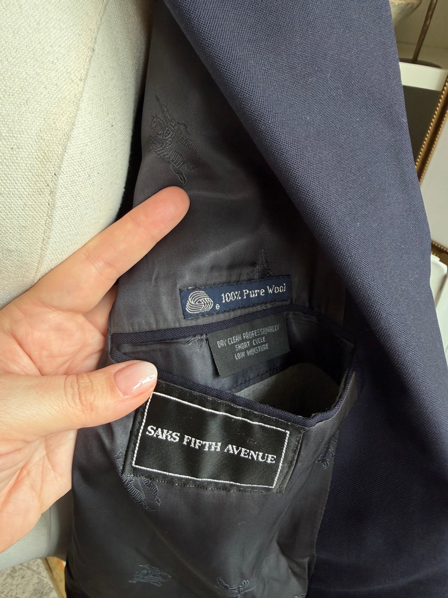 80s Burberry navy wool blazer. Made in the USA