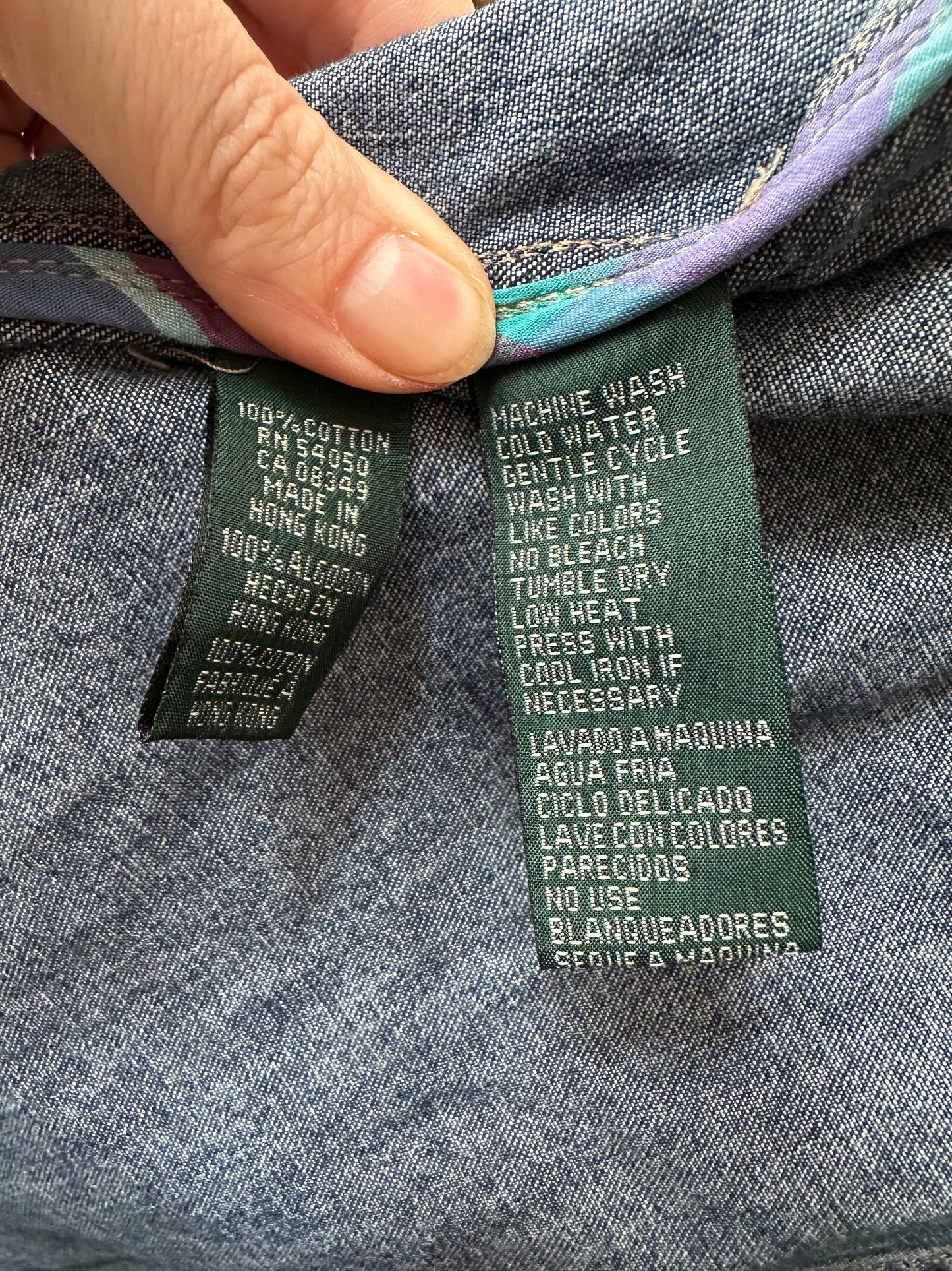 90s Lauren Jeans Co denim toggle coat. Made in Hong Kong