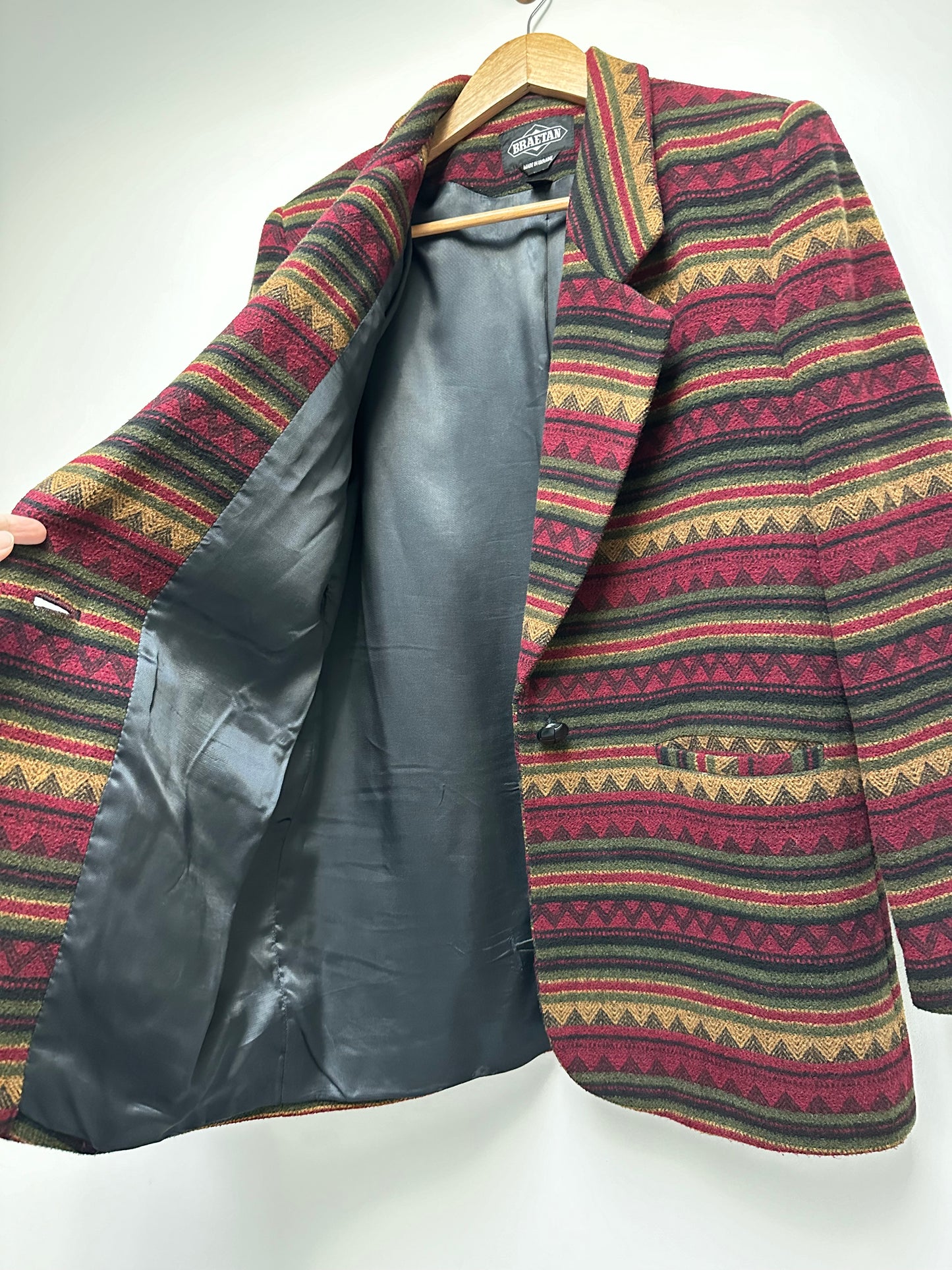 Vintage Braetan wool blend patterned blazer