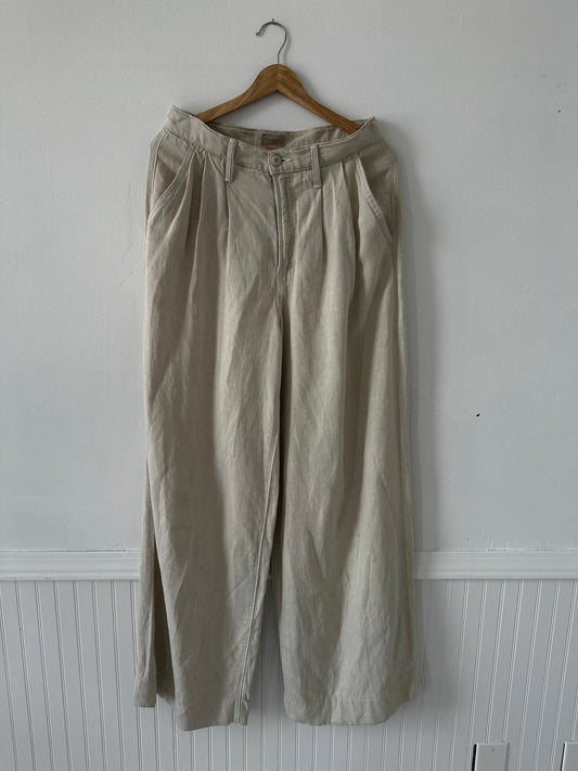 Mother wide leg linen blend trousers. Size 29