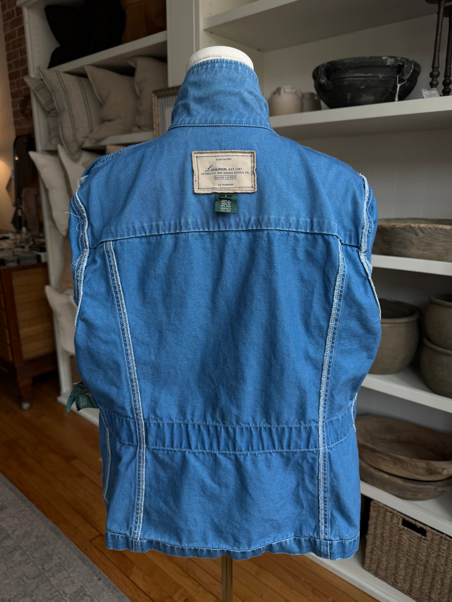 90s Lauren Ralph Lauren blue denim light weight jacket. Made in Hong Kong