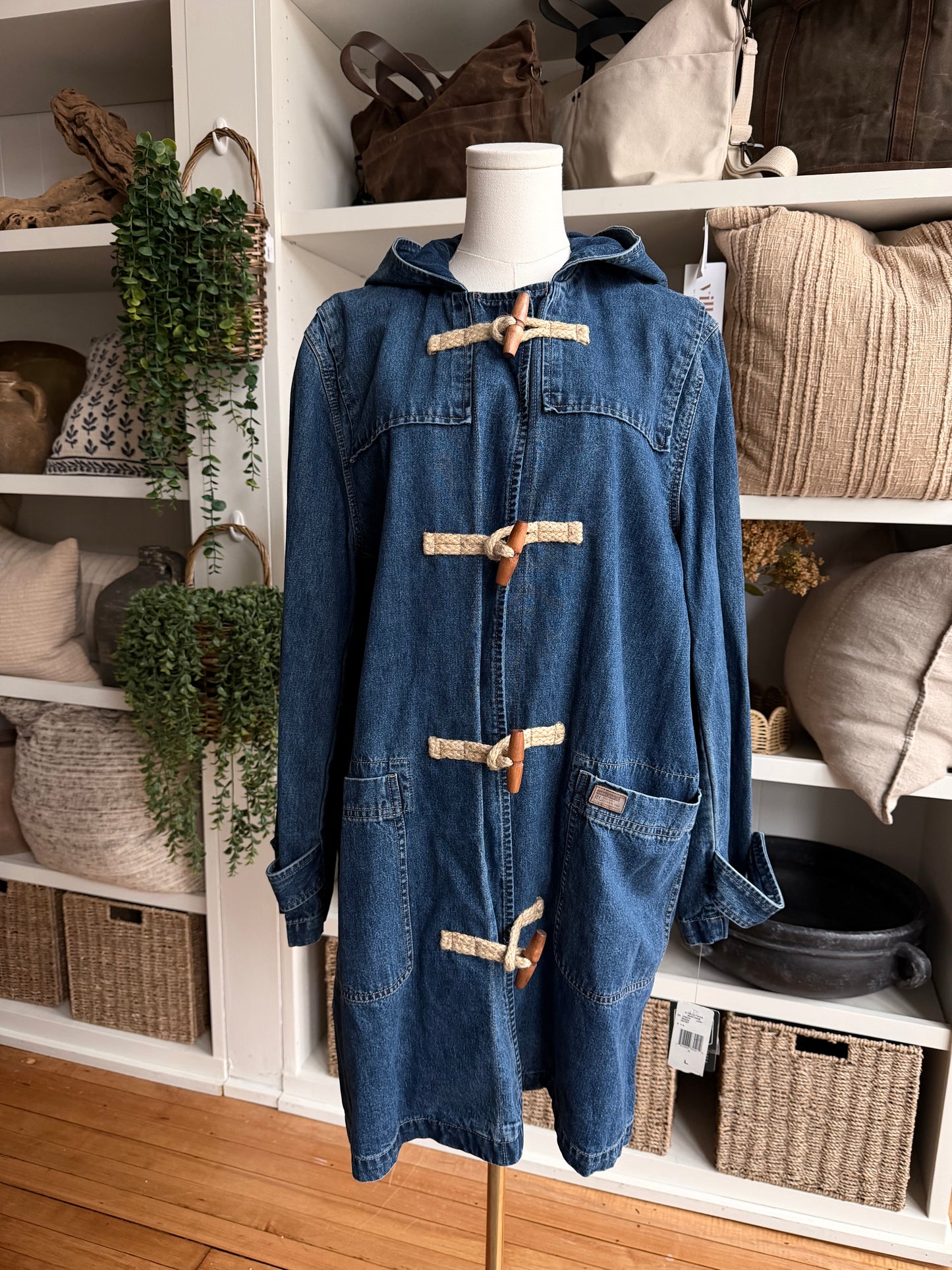 90s Lauren Jeans Co denim toggle coat. NWT. Made in Hong Kong