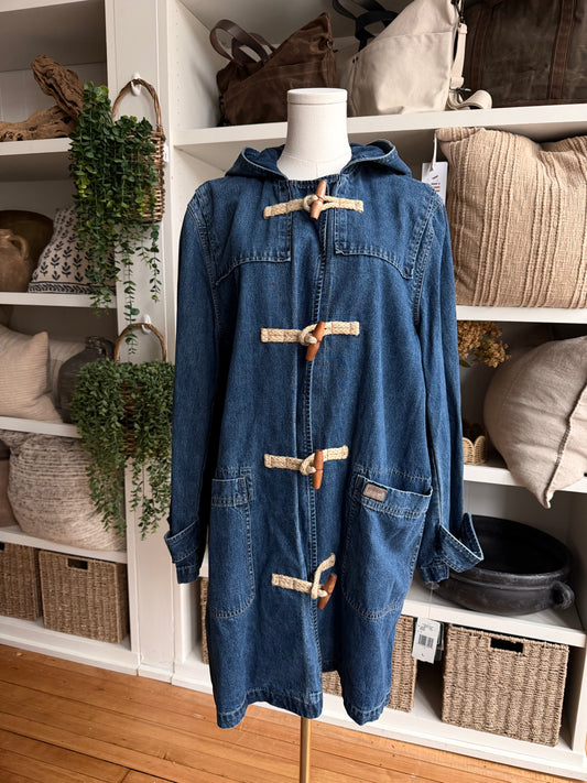 90s Lauren Jeans Co denim toggle coat. NWT. Made in Hong Kong