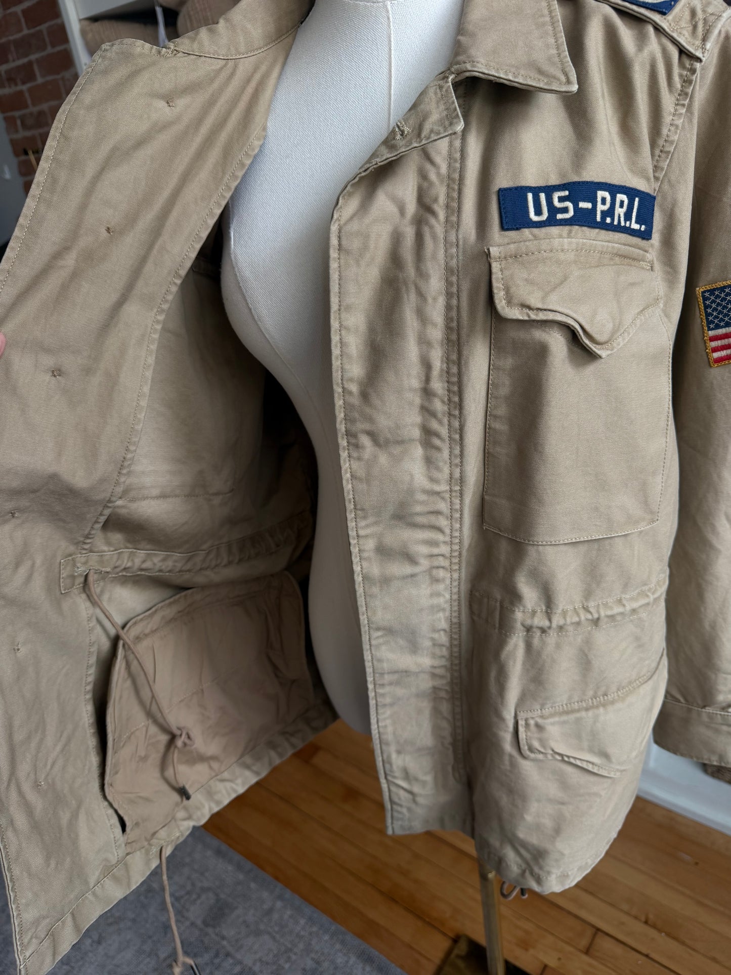 Polo Ralph Lauren military jacket with patches. Fits XXS-S