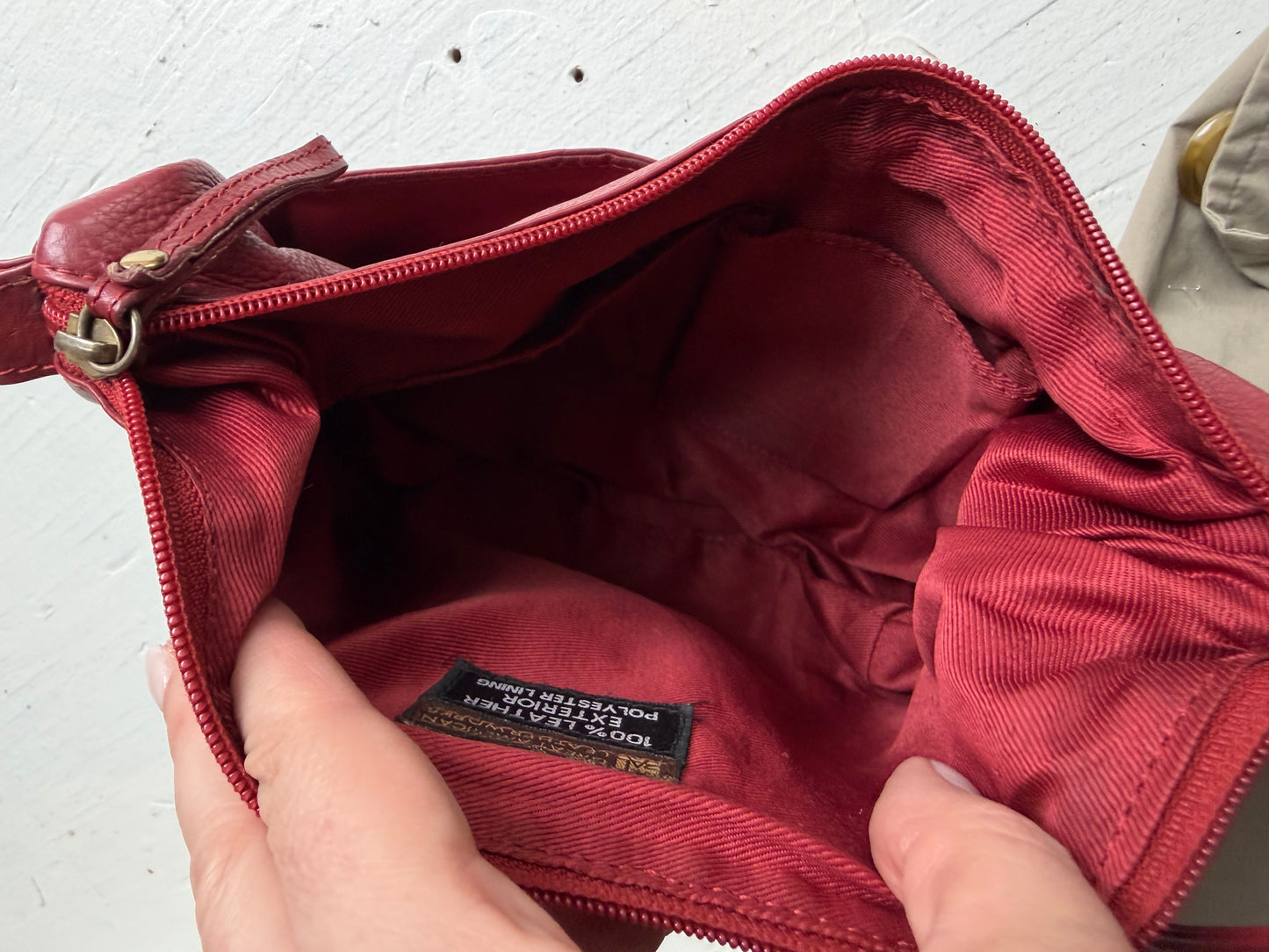 90s Great American Leather  Works red leather crossbody bag