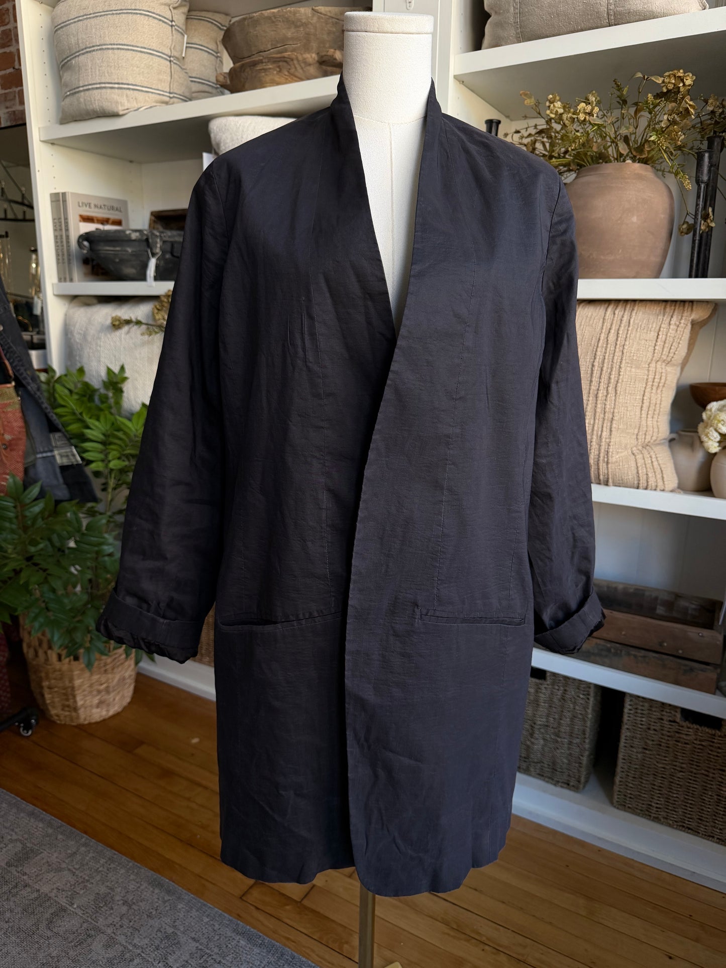 00s Eileen Fisher black silk lined blazer