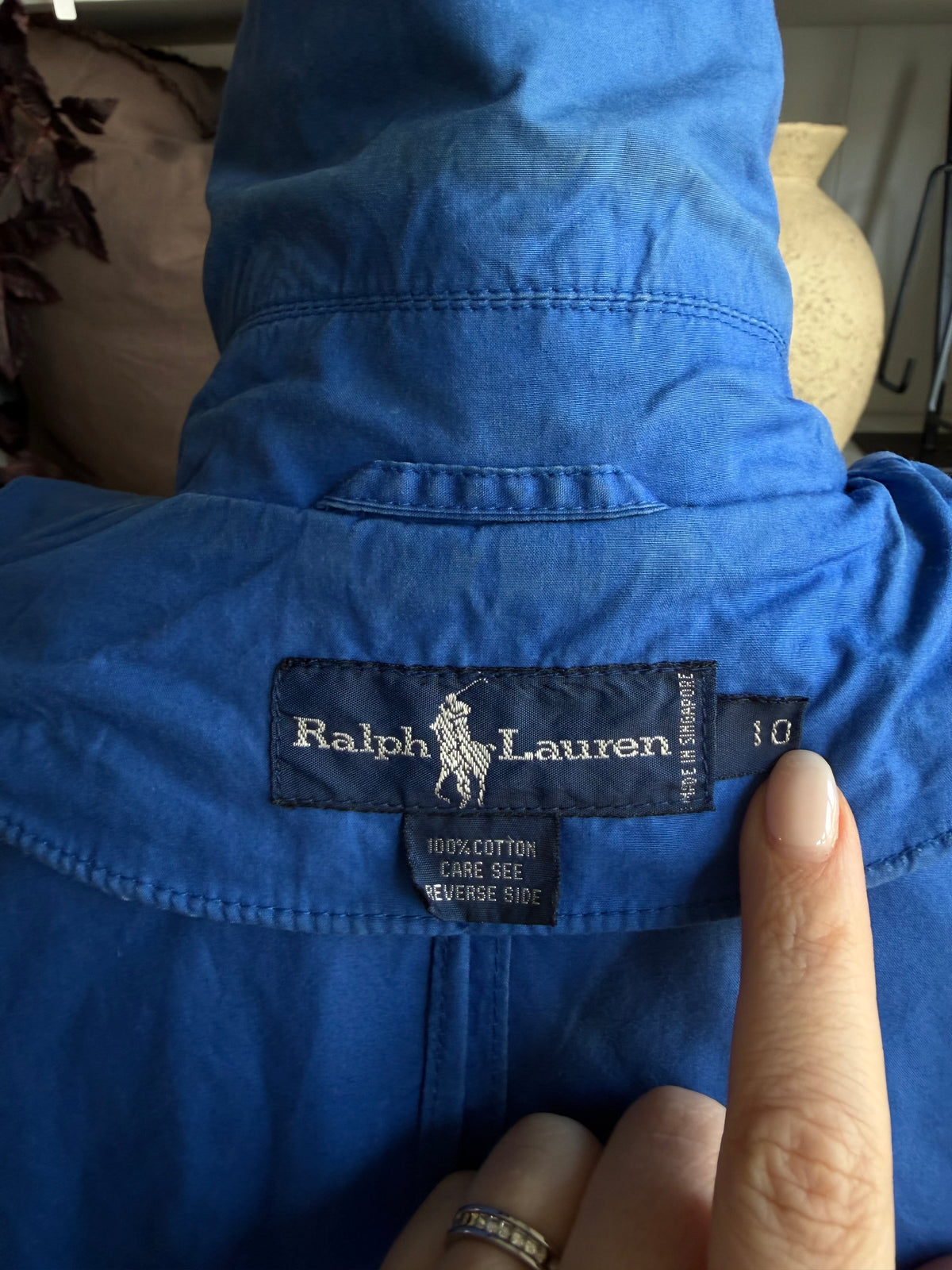 90s Ralph Lauren light weight blue trench. Fits M-XL