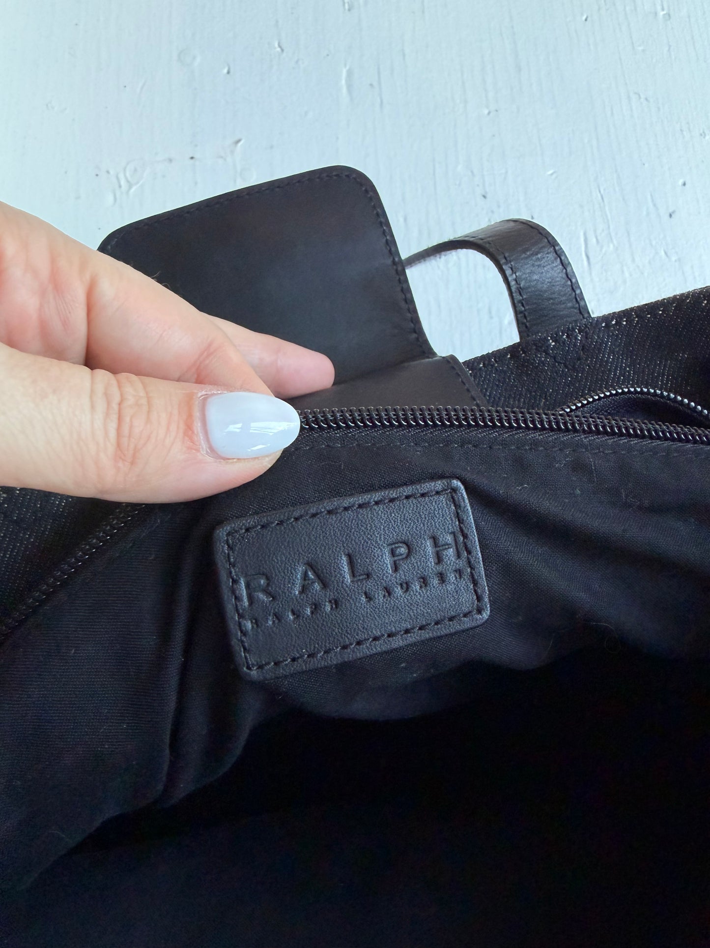 00s Ralph by Ralph Lauren black denim structured tote
