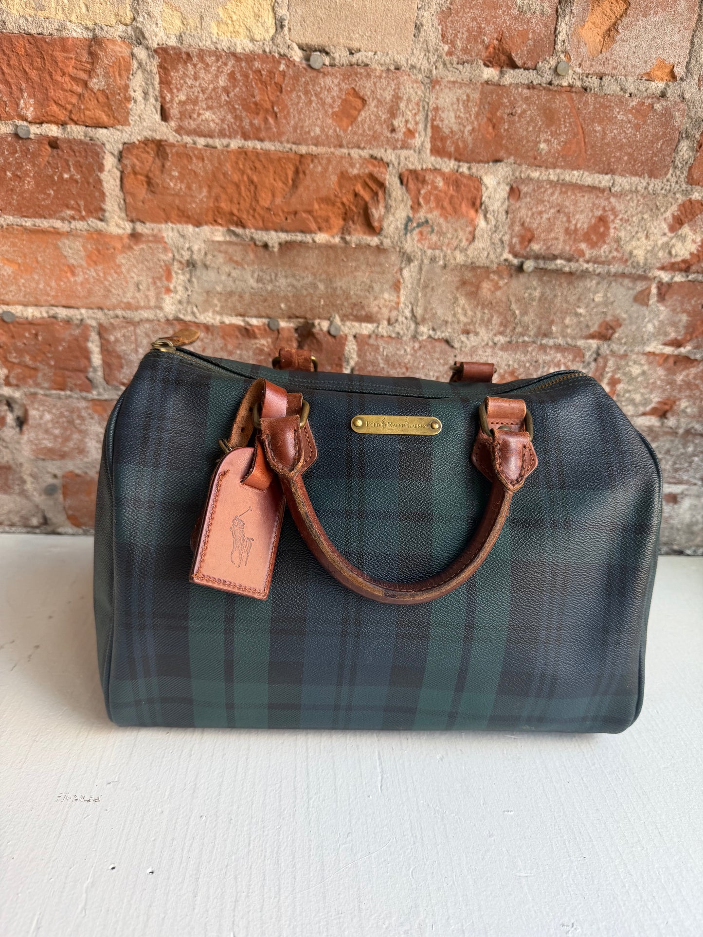 90s Ralph Lauren black watch plaid small duffle