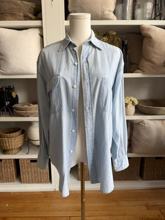90s Ralph Lauren Polo Sport denim button down. Made in Hong Kong