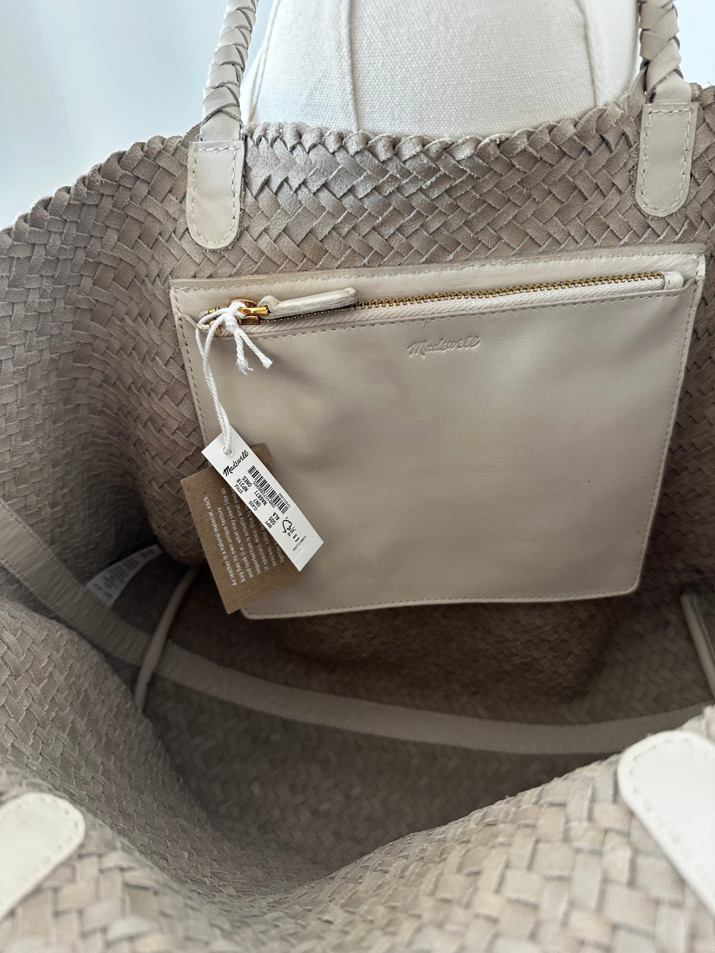 Madewell leather woven tote