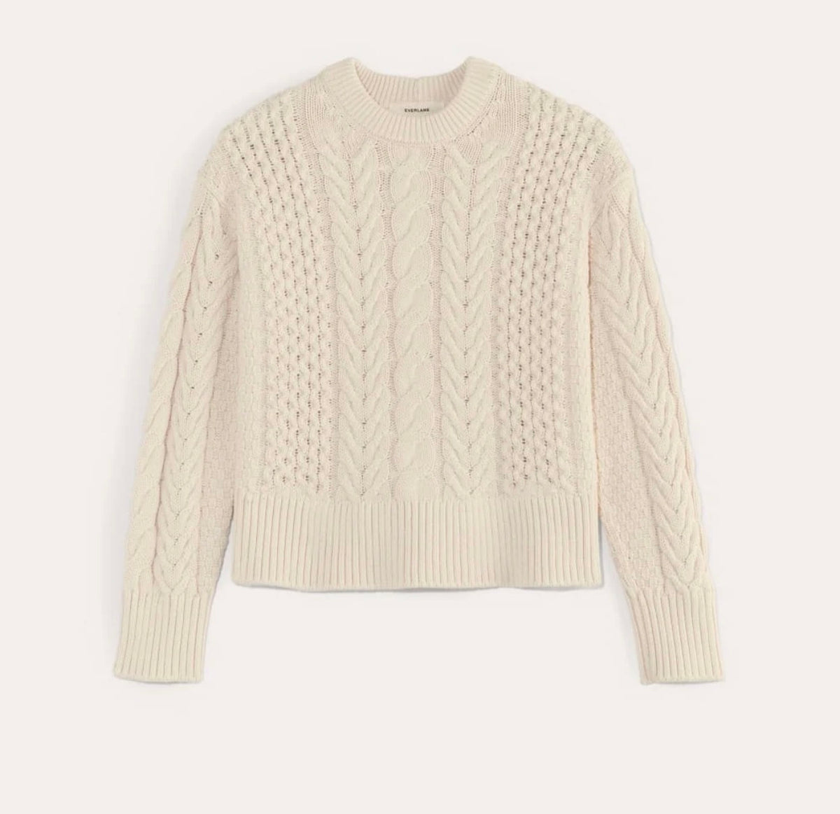 JCrew Cashmere cable knit sweater in cream. Size L