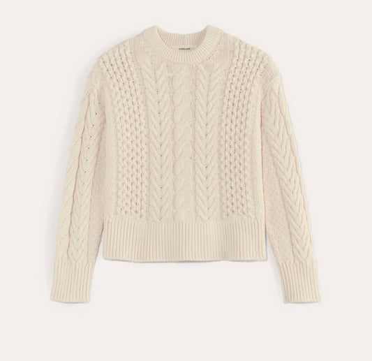JCrew Cashmere cable knit sweater in cream. Size L