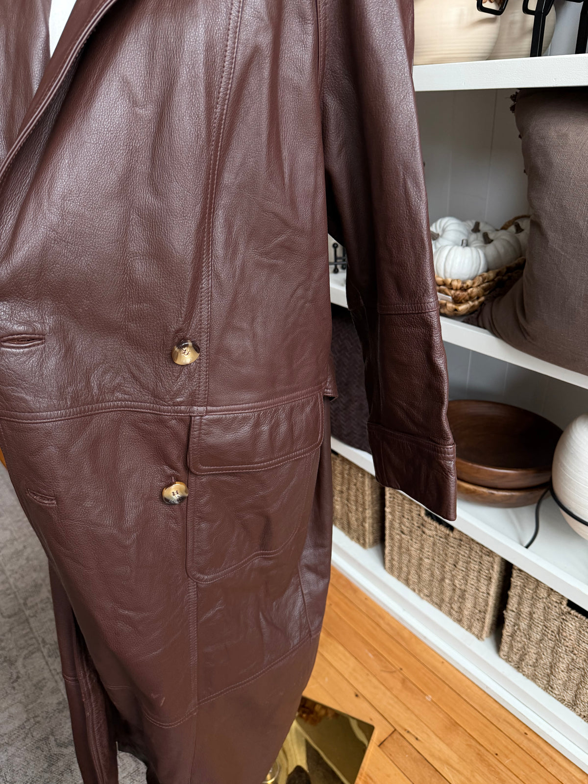 90s Together! Brien leather trench. Fits S-L petite