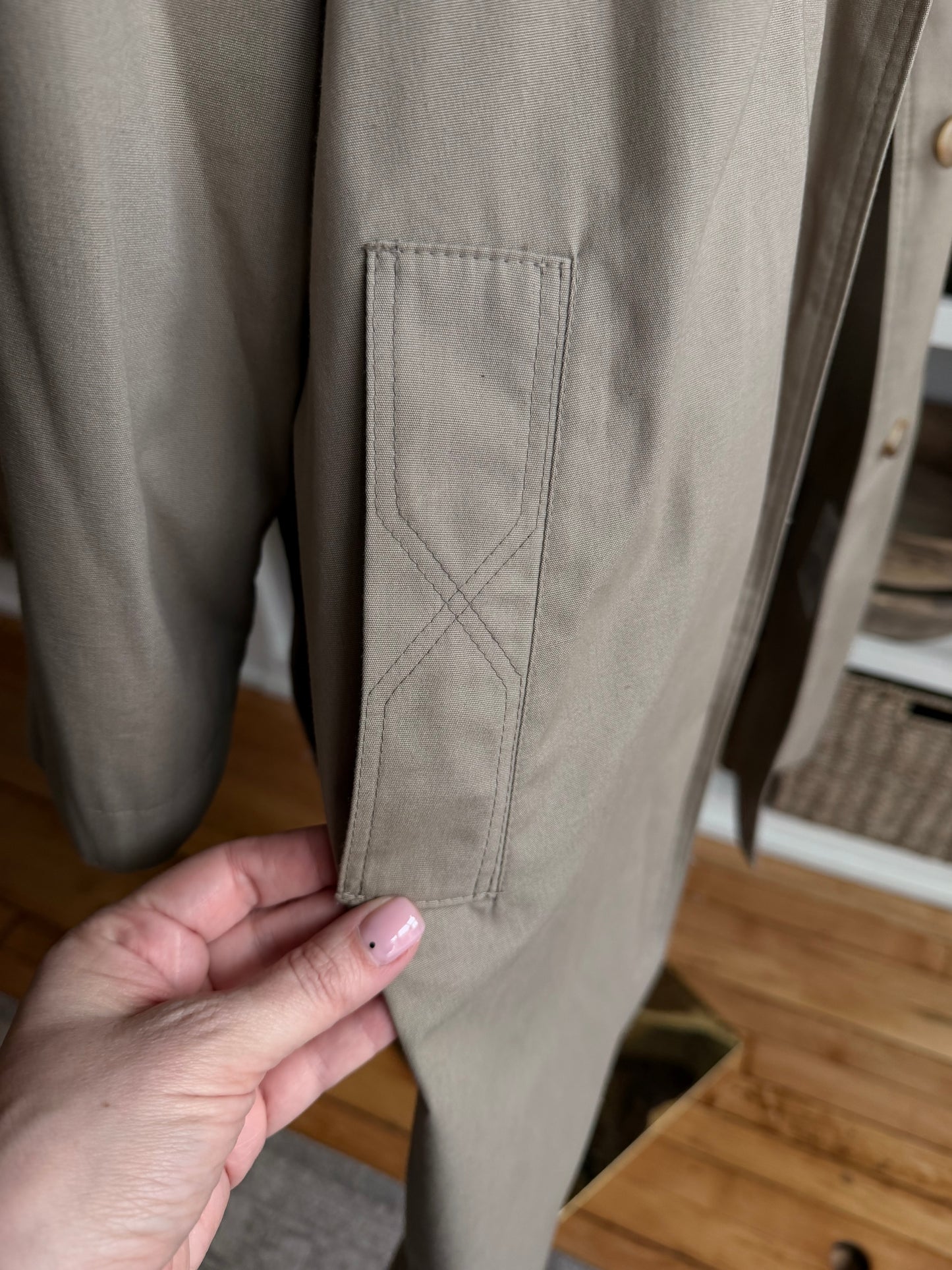 90s Fleet Street Petite khaki trench with removable hood