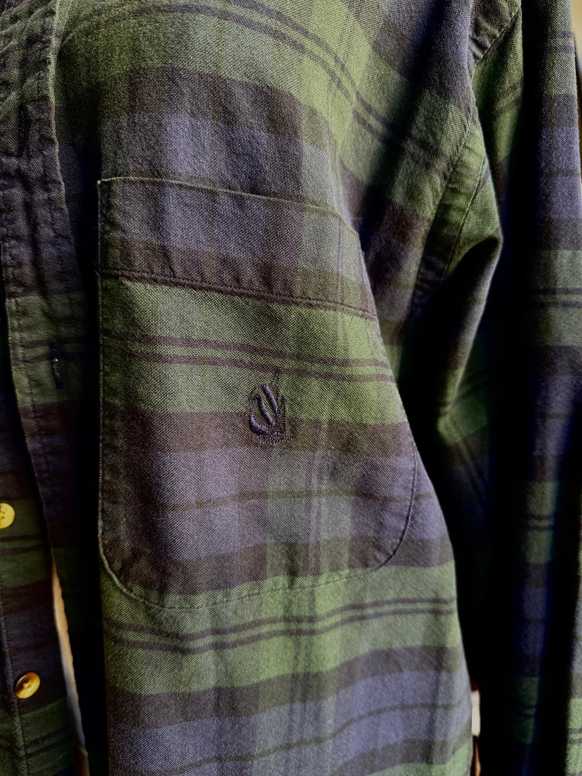 90s Nautica black watch plaid cotton button down
