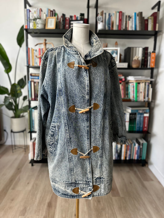 80s/90s Out of the Blue denim toggle coat