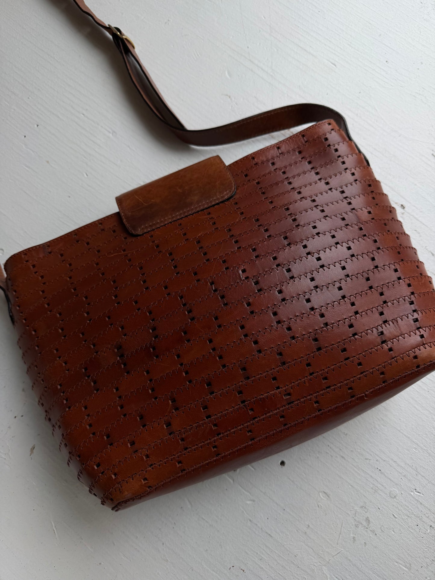 Tris leather shoulder bag. Made in Italy