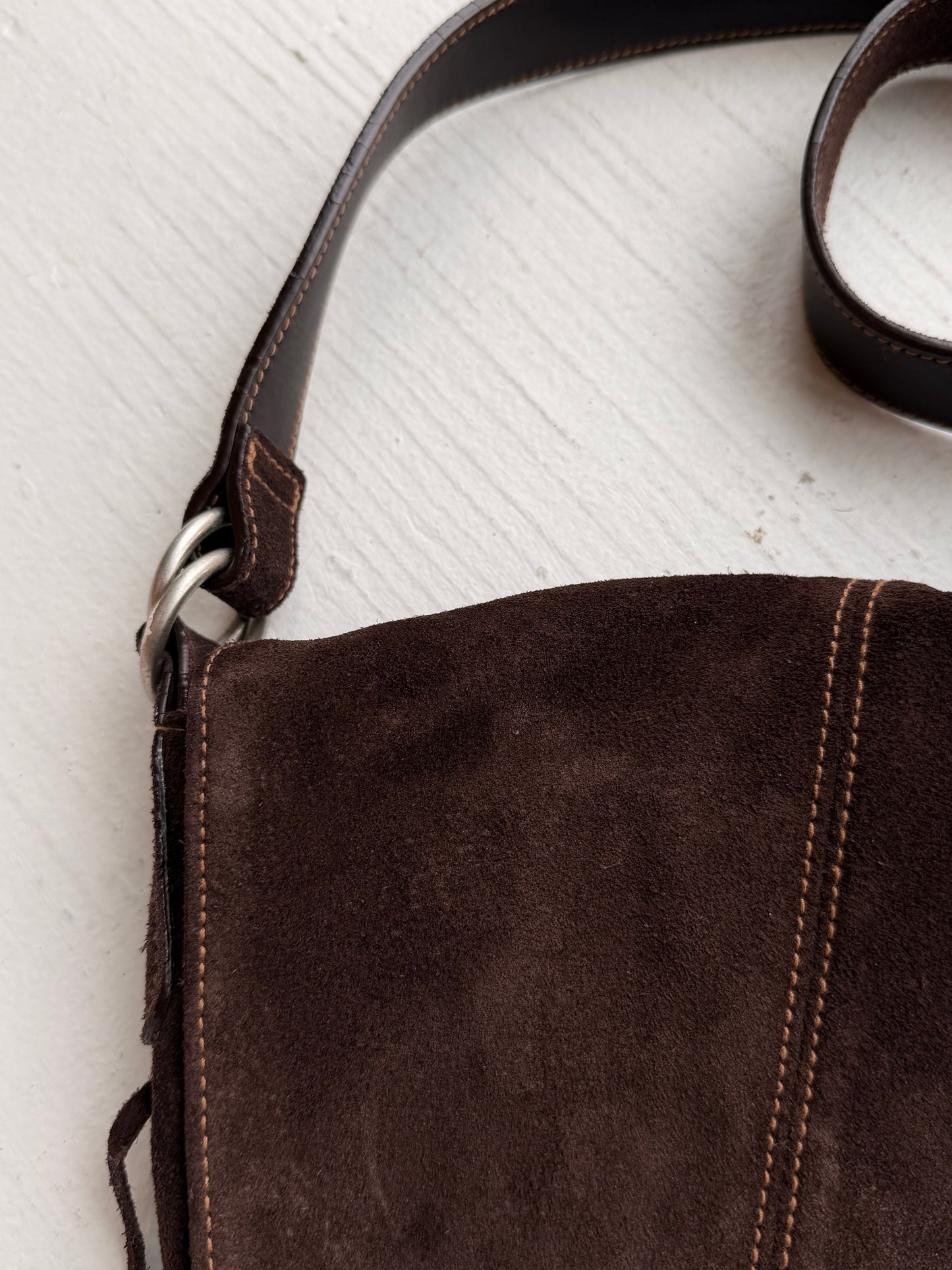 90s Polo Jeans Co suede hobo bag with fringe
