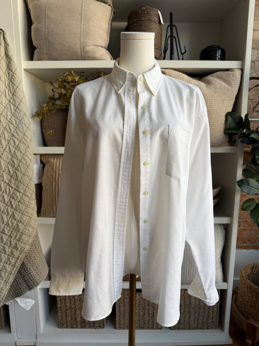 90s Lands End white oxford button down