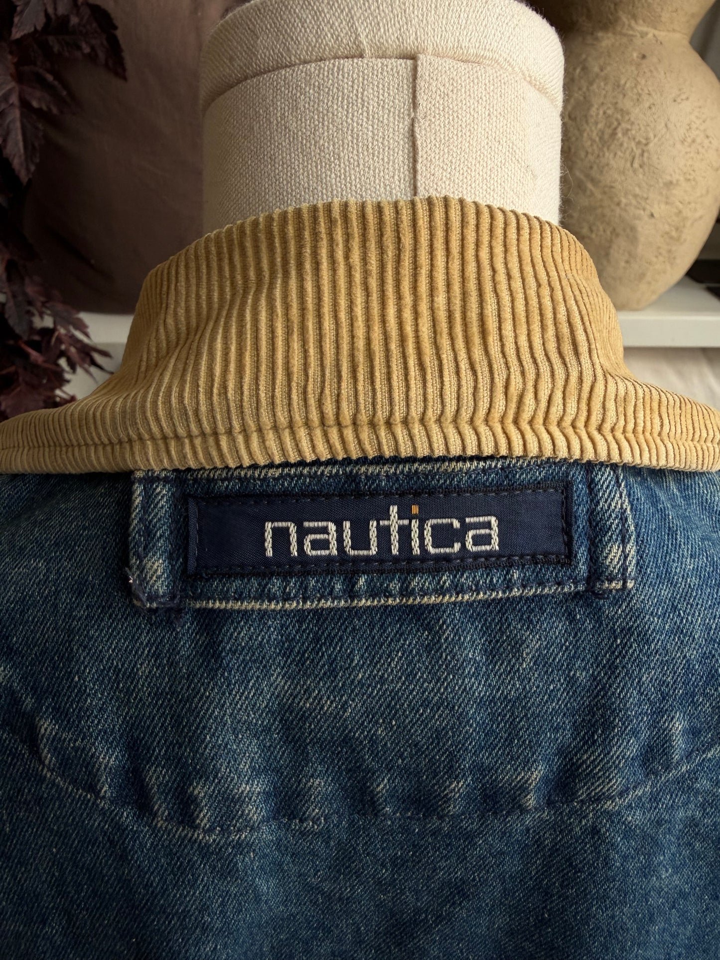 90s Nautica denim pea coat. Fits S-M