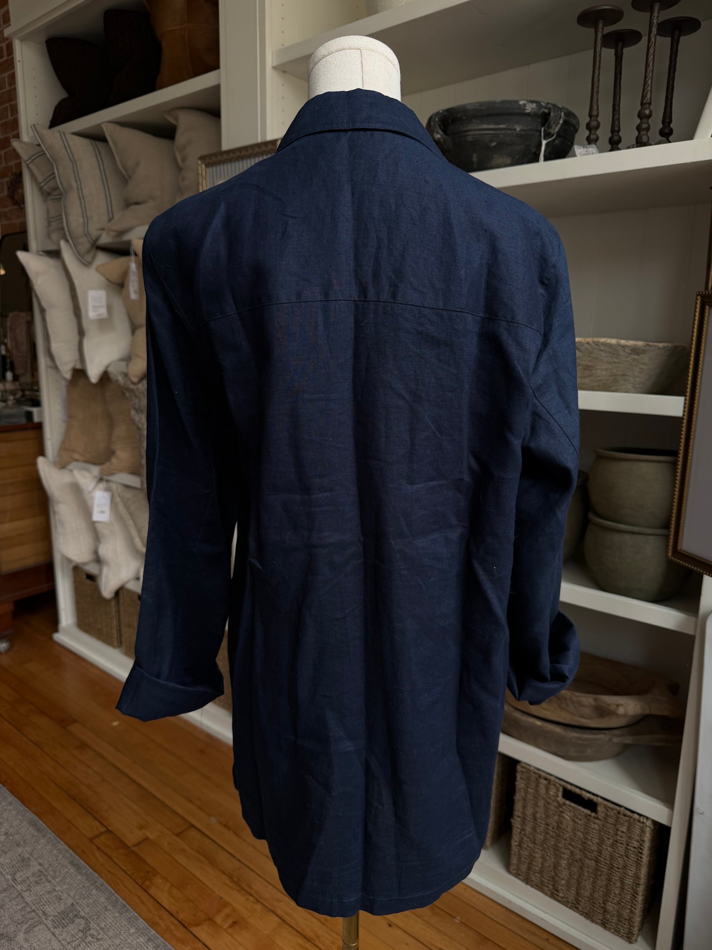 90s Lauren Ralph Lauren navy linen chore coat