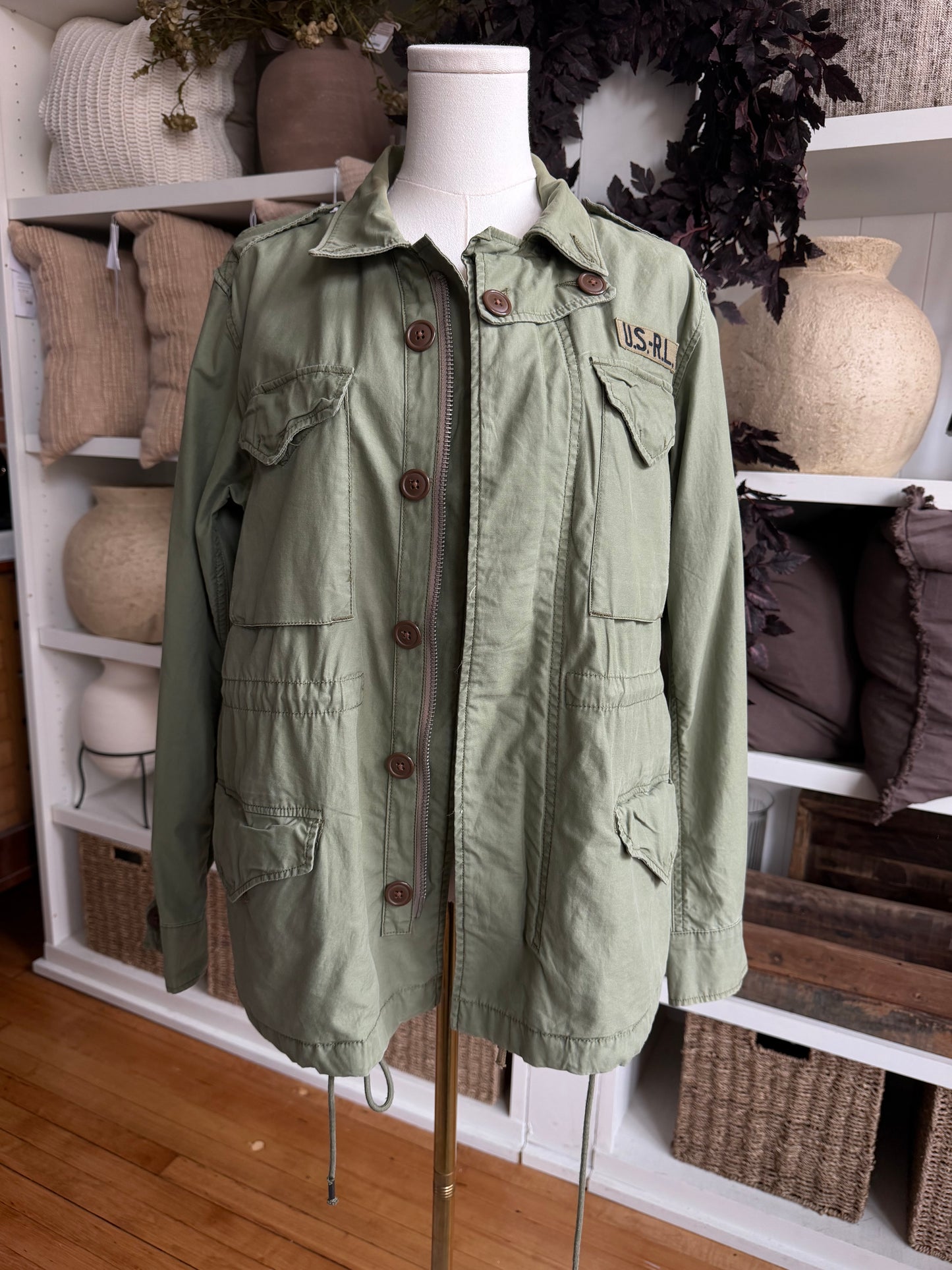 00s Polo Ralph Lauren military jacket with beaded embroidery. Fits XXS-S