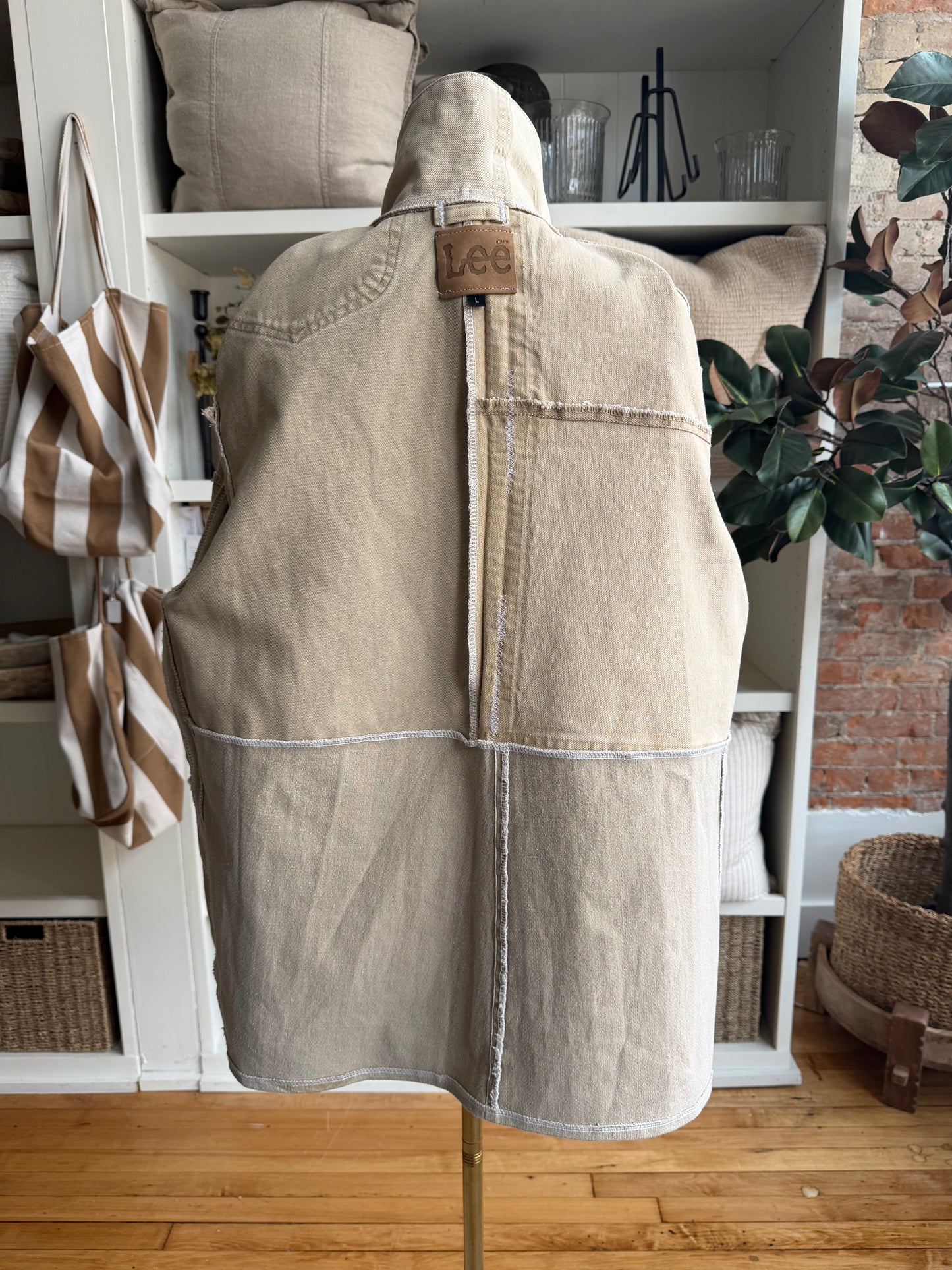 Sand Reworked Denim Chore Coat. Size Large
