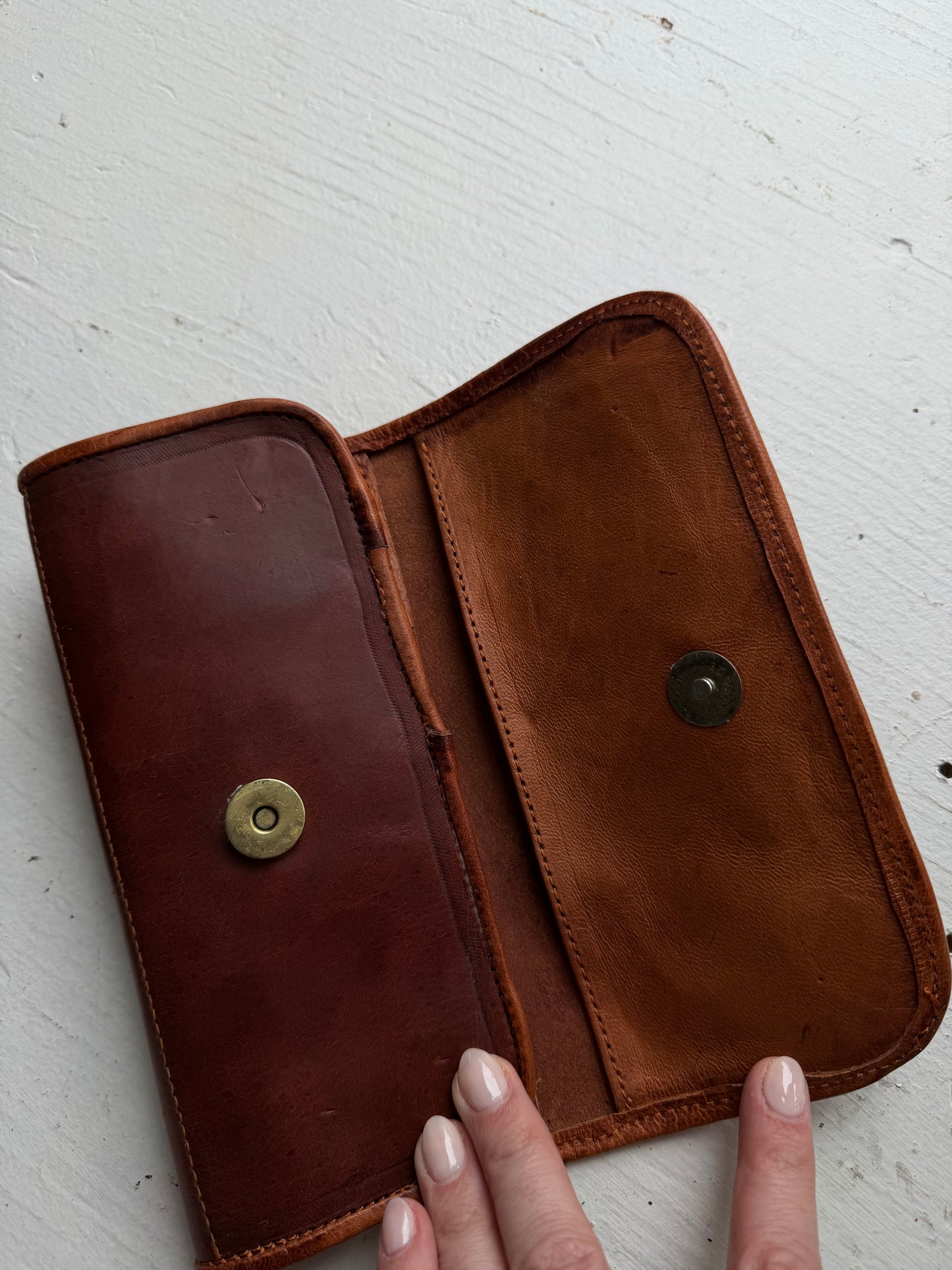 Tooled leather bag with leather wallet. Hand made
