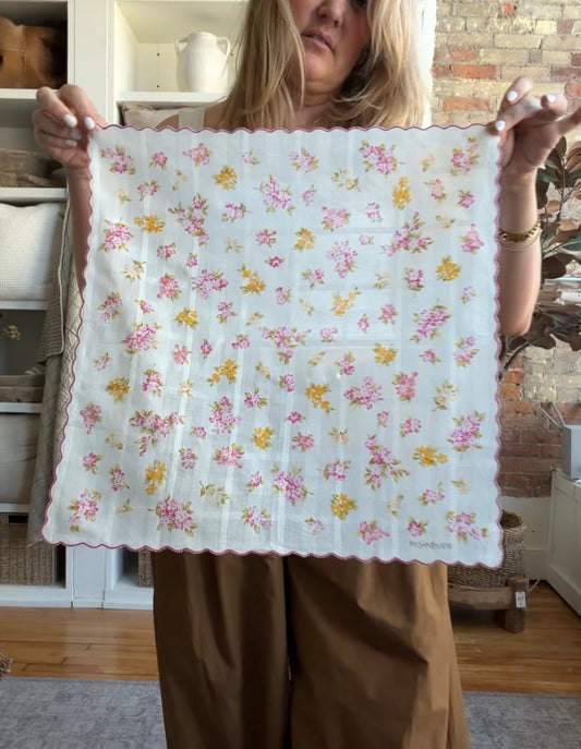 #15 Vintage Yves Saint Laurent cotton scarf with scalloped edges
