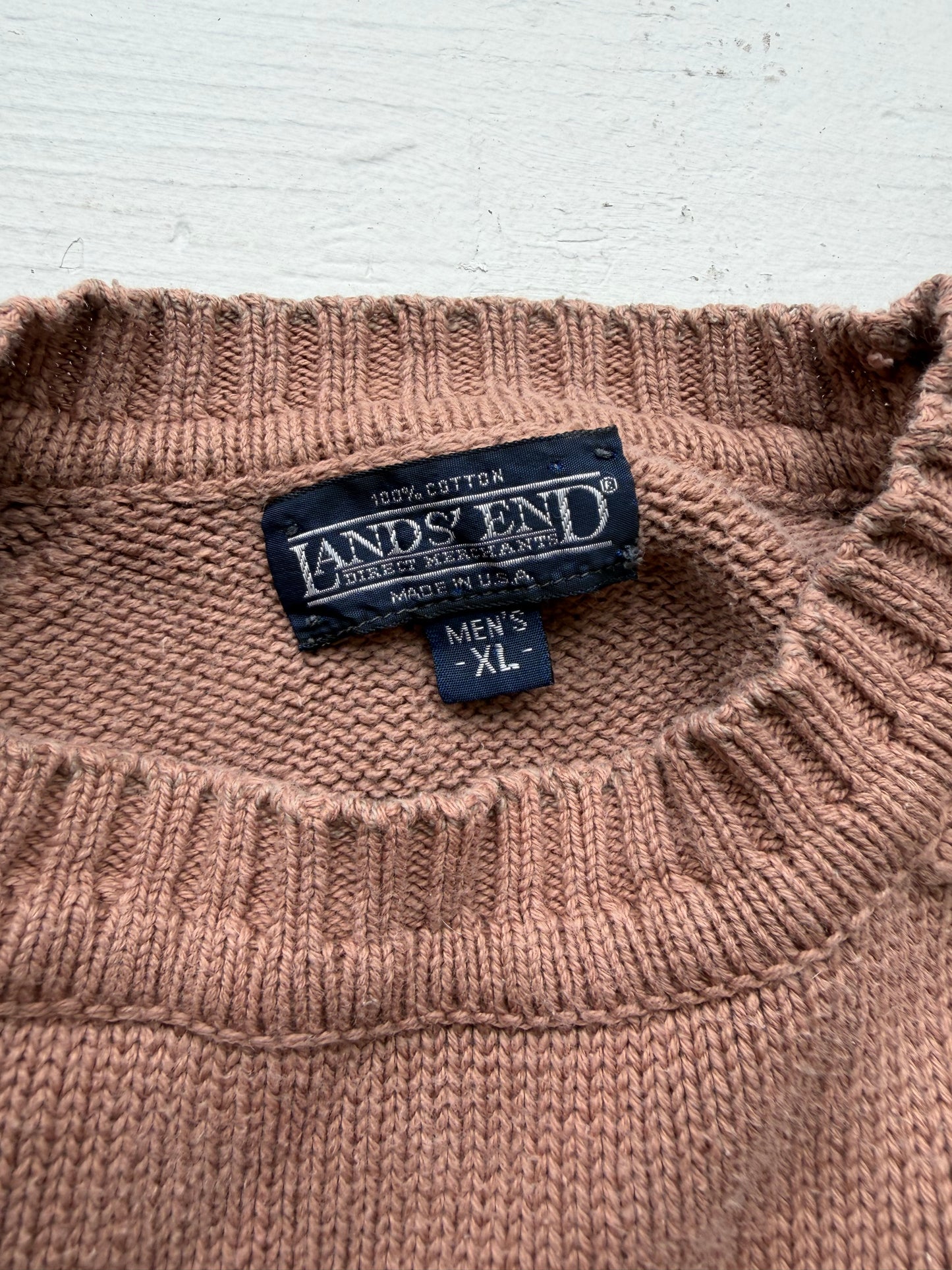 80s Lands End cotton sweater. Made in the USA