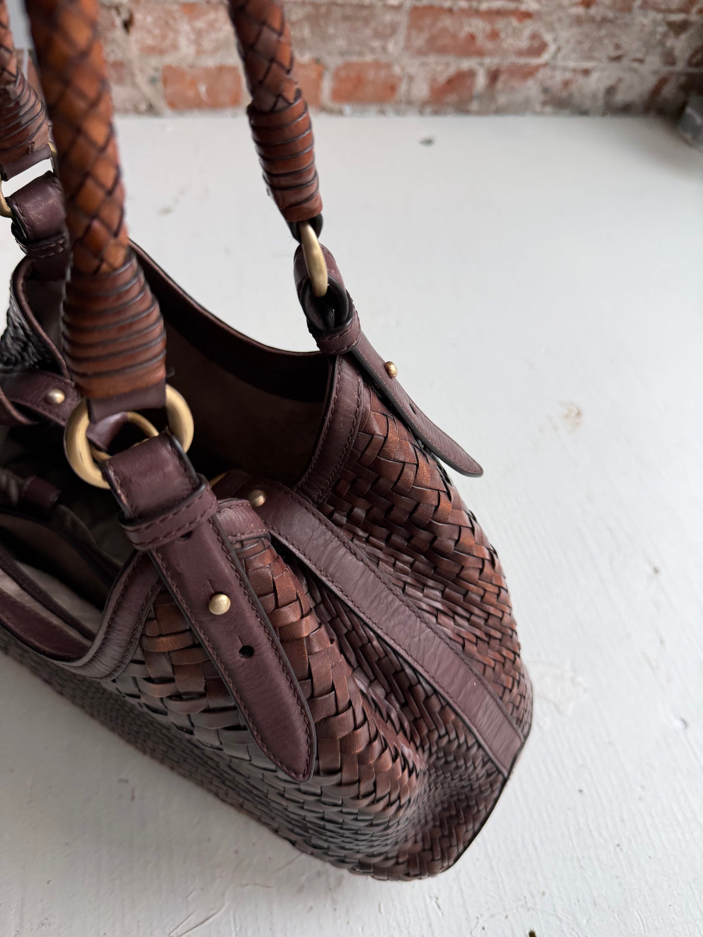 90s Cole Haan woven leather shoulder bag