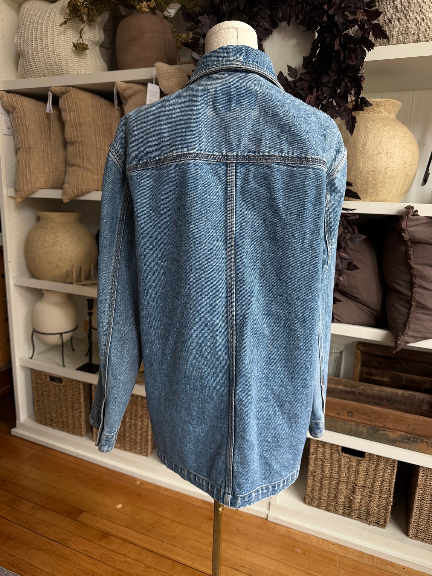 90s Lauren Jeans Co denim chore coat. Made in Hong Kong. Fits XXS-S