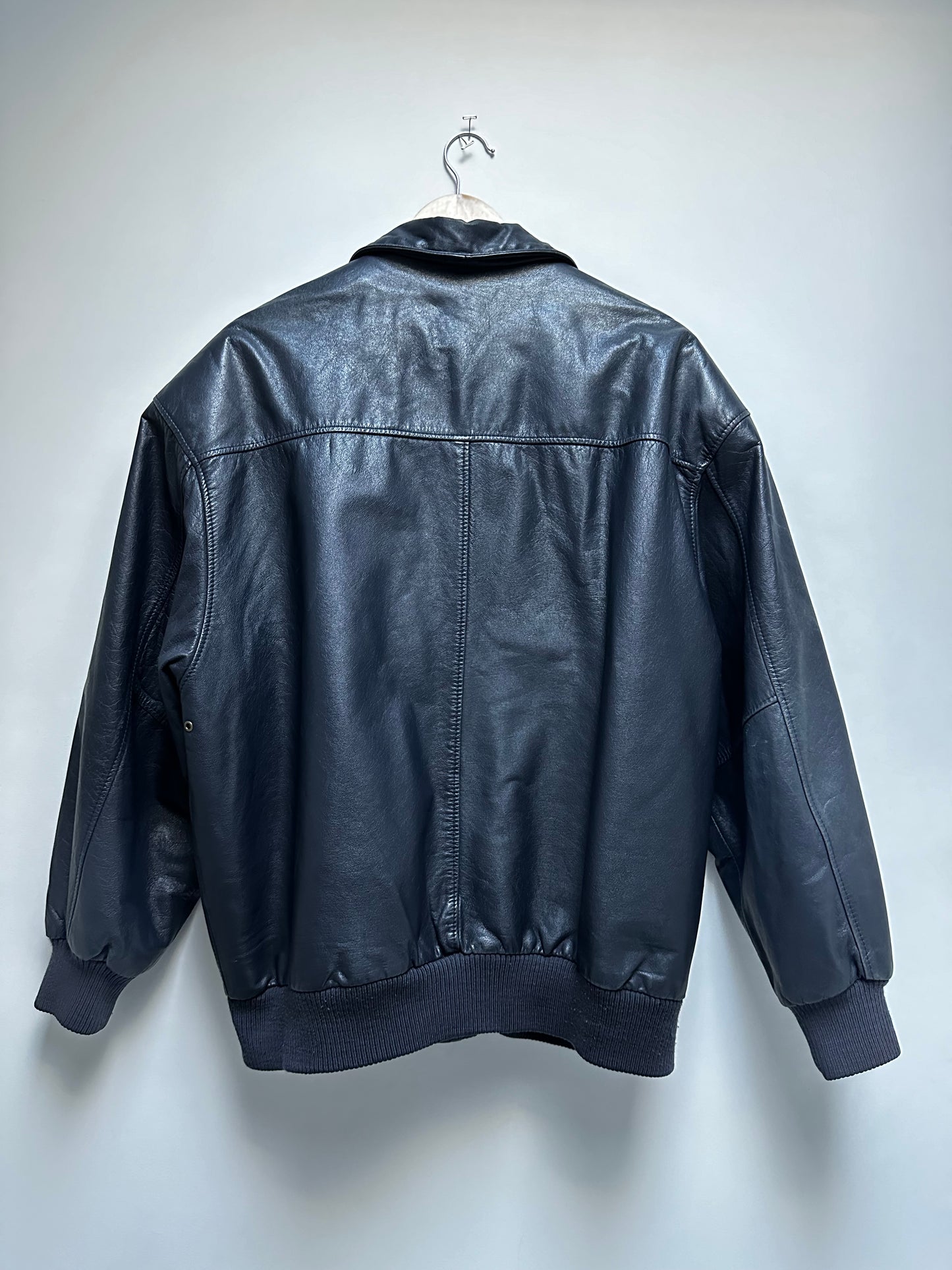 90s Navy leather bomber