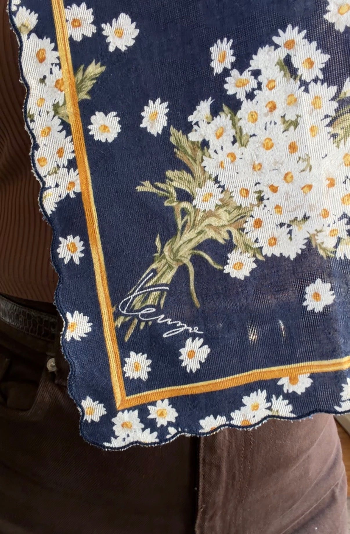 #6 Vintage Kenzo navy floral cotton scarf