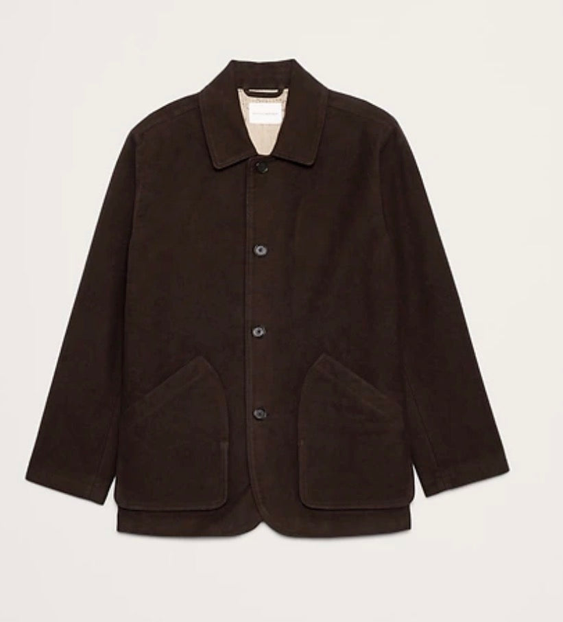 Banana Republic Italian Moleskin barn jacket in dark brown. Size L